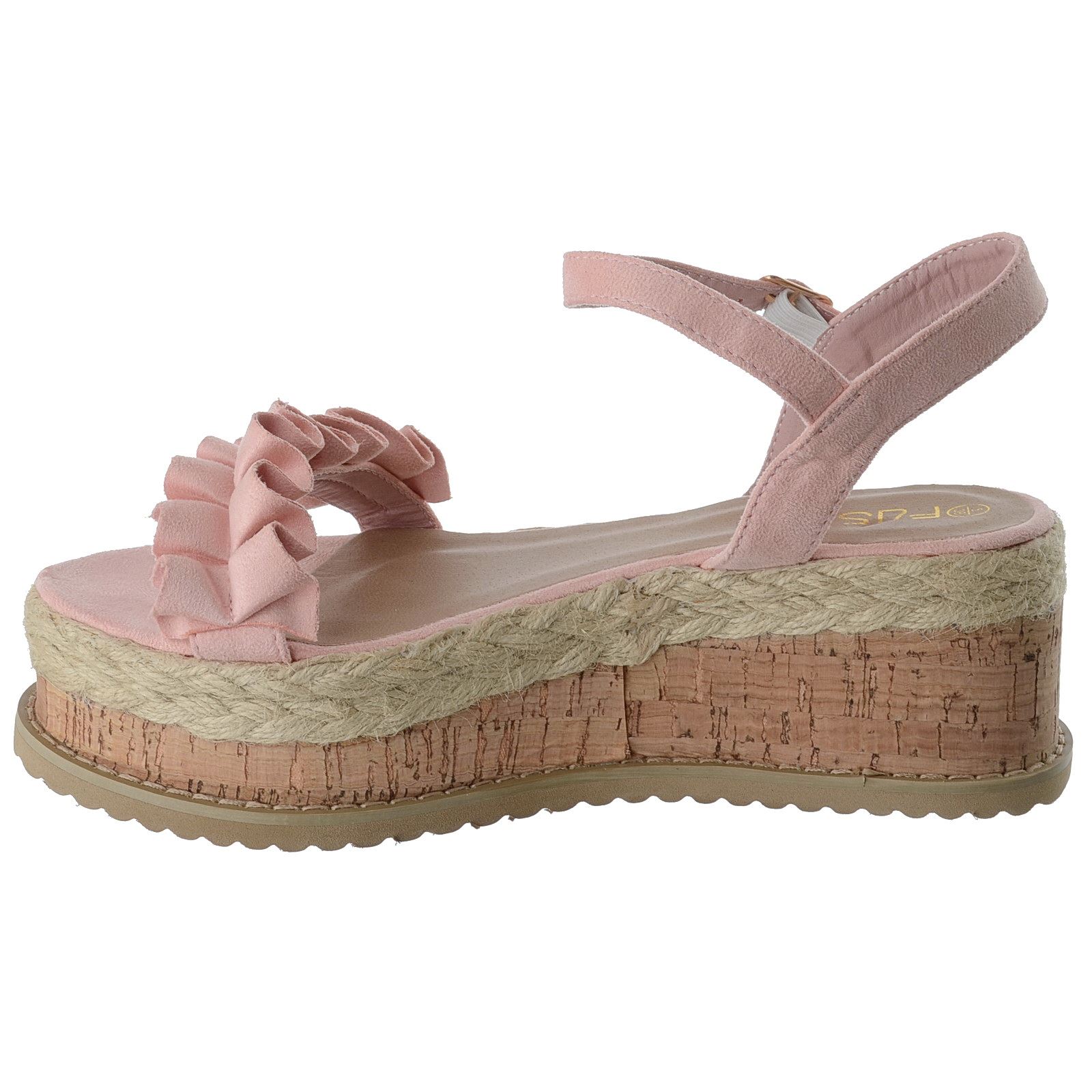NEW LADIES WOMENS ANKLE STRAP CORK ESPADRILLE PLATFORM WEDGES SANDALS SHOES SIZE