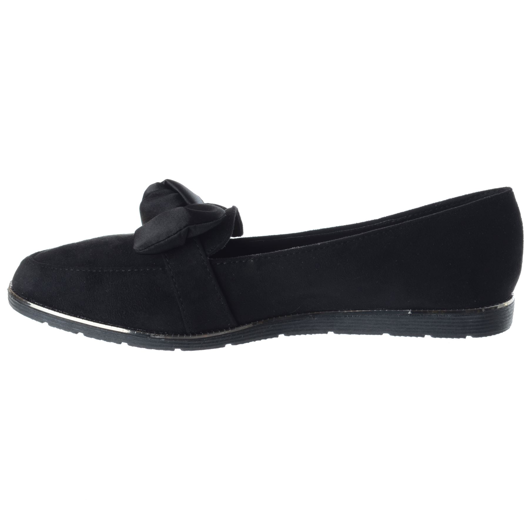 New Womens Ladies Flat Low Heel Work Office Comfy Bow Slip On Loafers Shoes Size