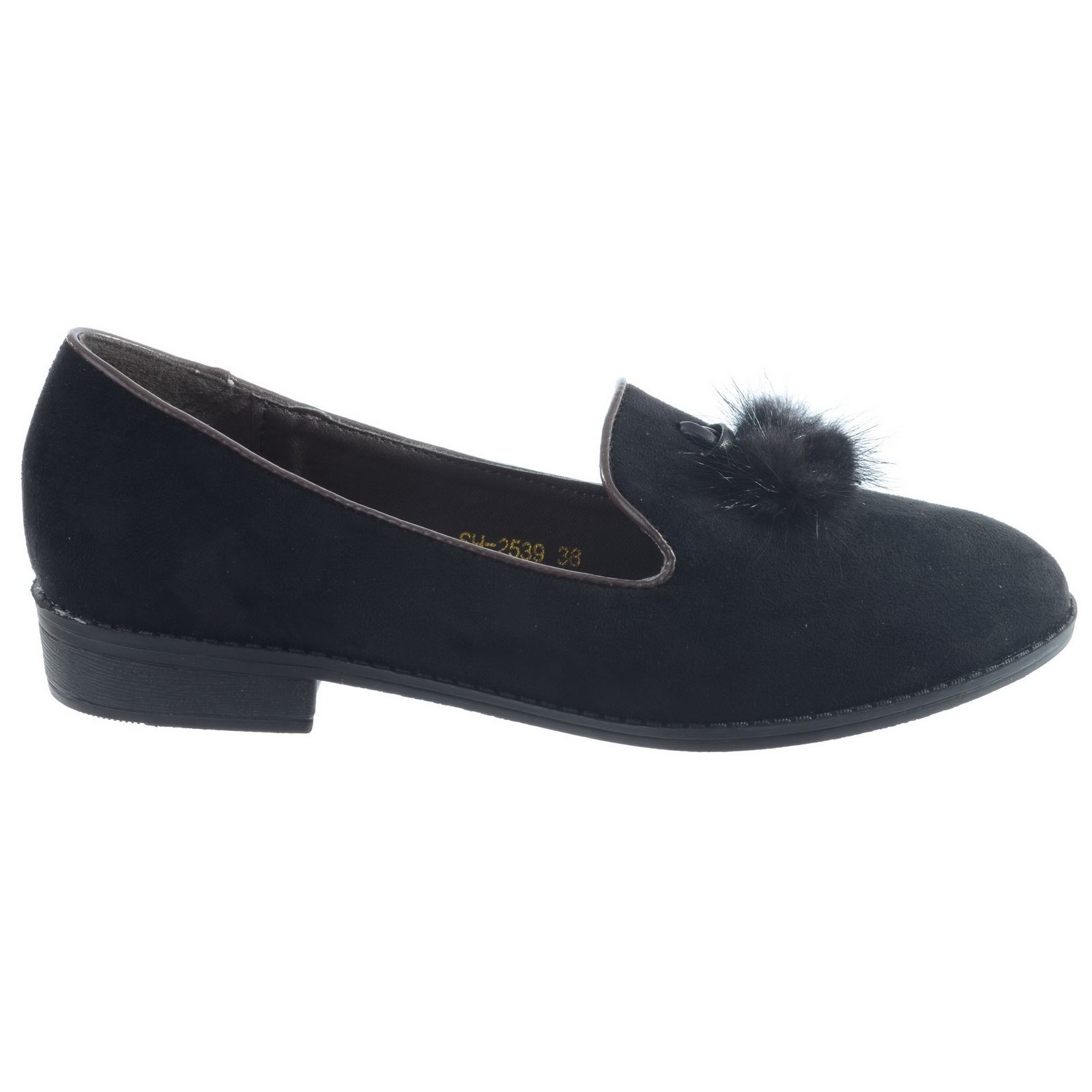 LADIES WOMENS GIRLS SLIP ON DOLLY BALLET PUMPS FUR TASSEL FLAT CASUAL SHOES SIZE