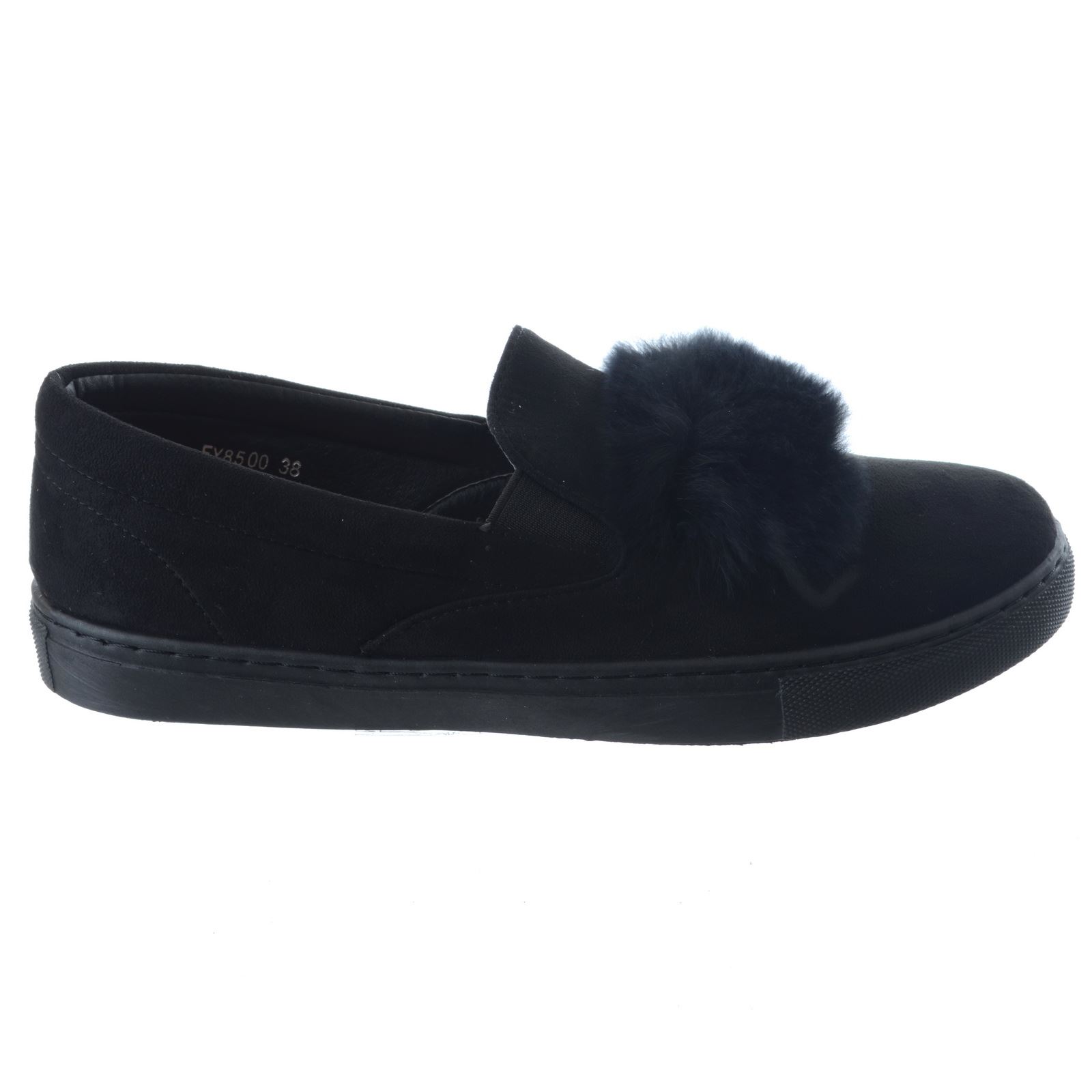 NEW WOMENS LADIES TRAINERS FAUX SUEDE SLIP ON FLAT FUR SNEAKERS PUMPS SHOES SIZE