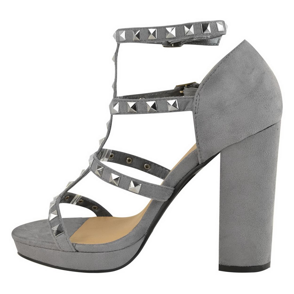 Femme Plateforme Talon Bloc Clous Sandales Femme Bride Cheville Sangle Sandales Chaussures Taille