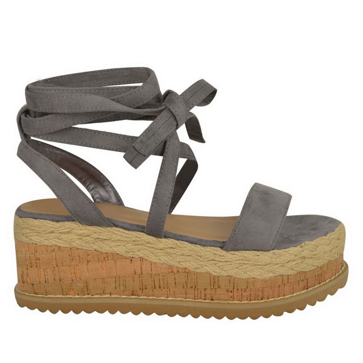 Womens Ladies Flat Wedge Platform Espadrille Sandals Lace Tie Up Summer Shoes