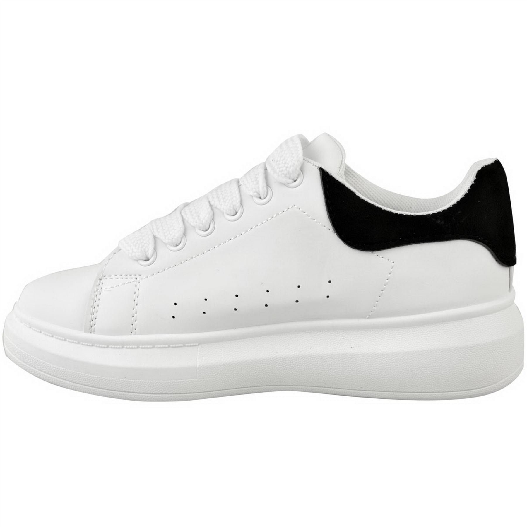 Womens Ladies Flat Platform Chunky Low Lace Up Trainers Plimsolls Shoes Size 3-8