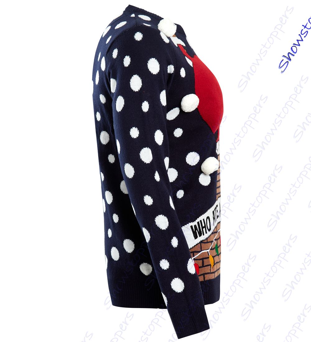 Mens Christmas Jumper Pies Fat Santa Funny Size XS S M L XL Red Navy