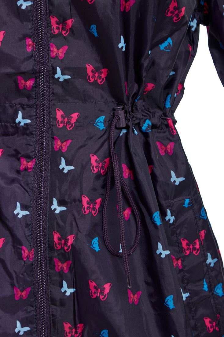 Size 10-22 Womens Rain Mac Showerproof Raincoat Ladies Jacket Navy Pink Hooded