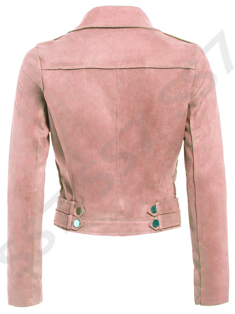 Womens Faux Suede Biker Jacket Ladies Size 8 10 12 14 Black Grey New