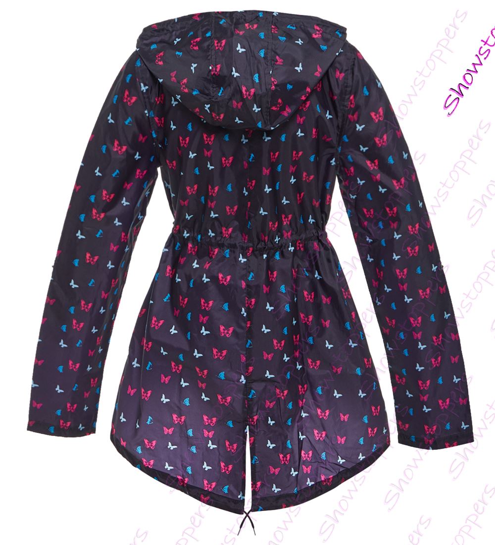 Size 10-22 Womens Rain Mac Showerproof Raincoat Ladies Jacket Navy Pink Hooded
