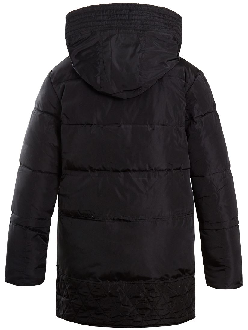 Womens Size 14 12 8 10 Premium Borg Lined Padded Parka Coat Puffa Black Cream