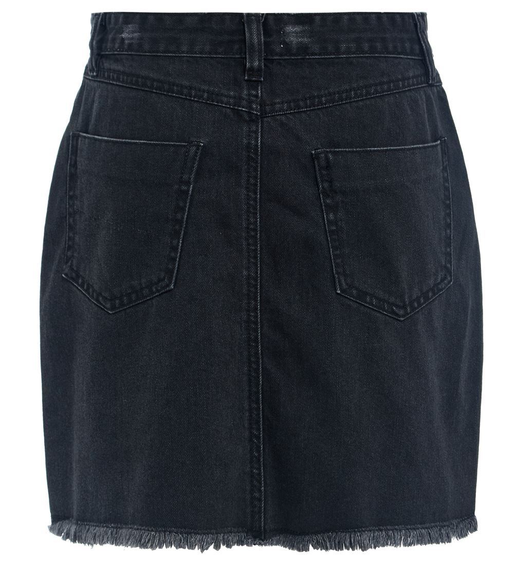 Femme Effiloché Denim Jupe Avec Fermeture Éclair Jupe Nouveau Taille 6 8 10 12 14 Noir