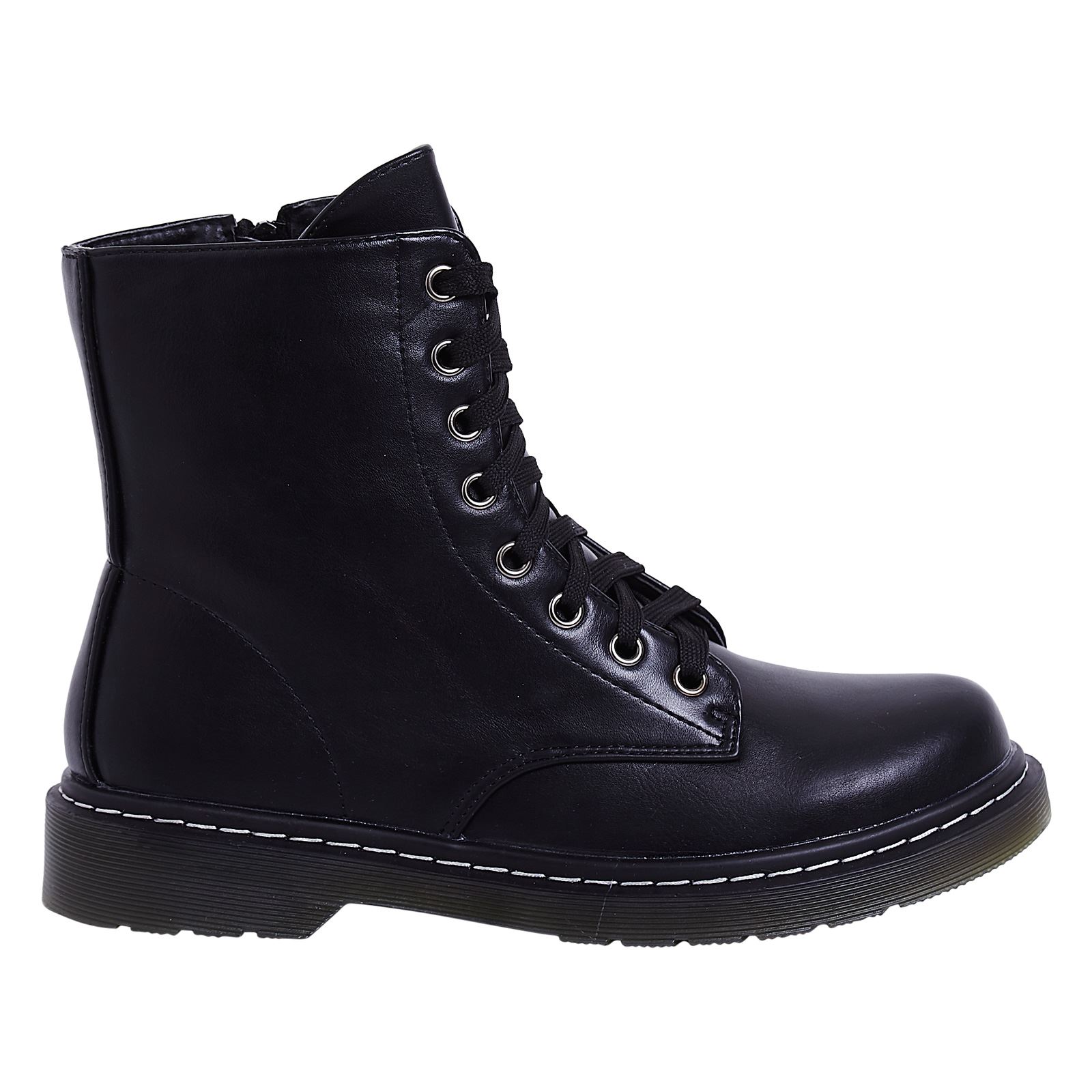 Rogue Womens Flats Low Heel Lace Up Ankle Boots Combat Military Biker Ladies New