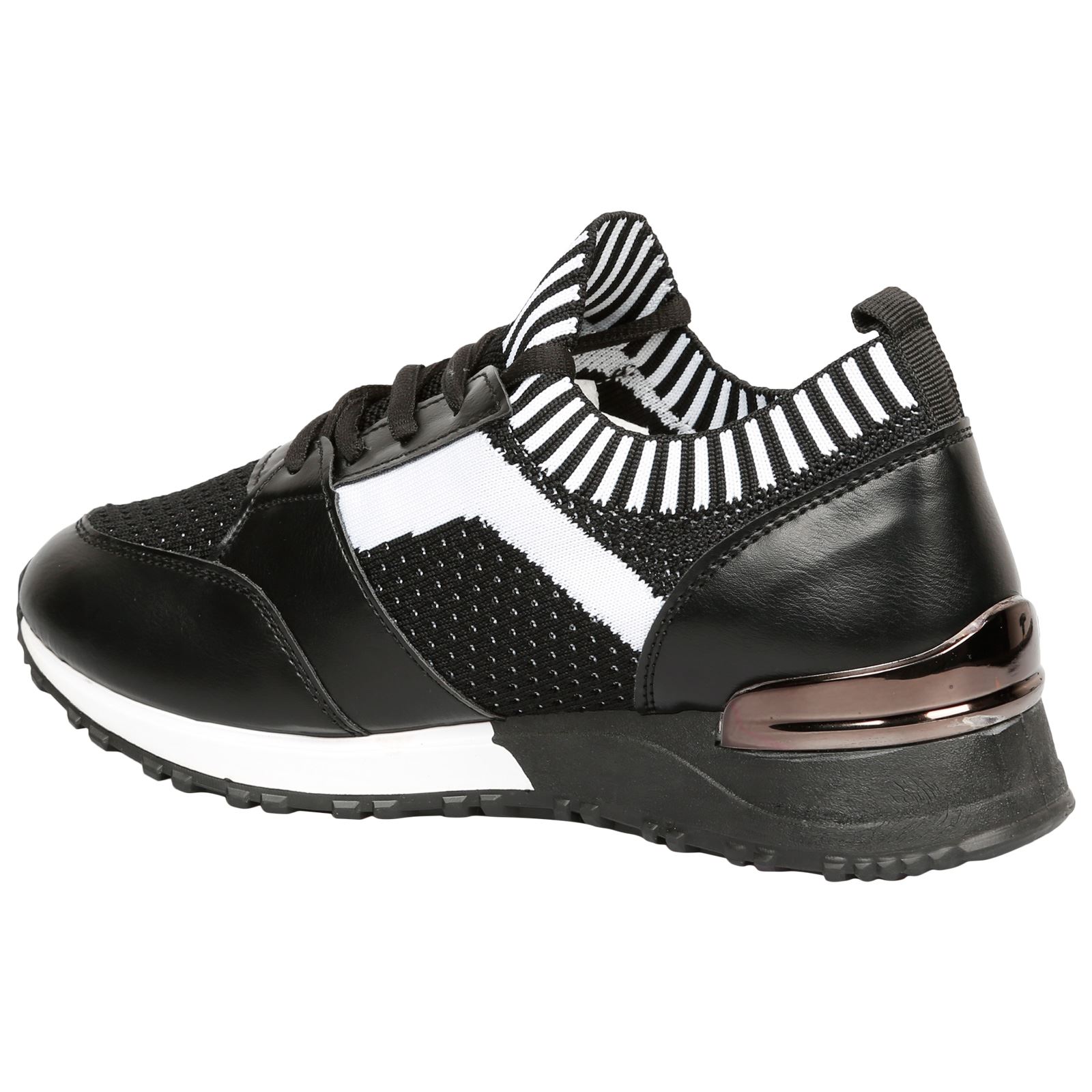 Callie Womens Sock Pull On Trainers Lace Detail Comfortable Knit Flats Casual