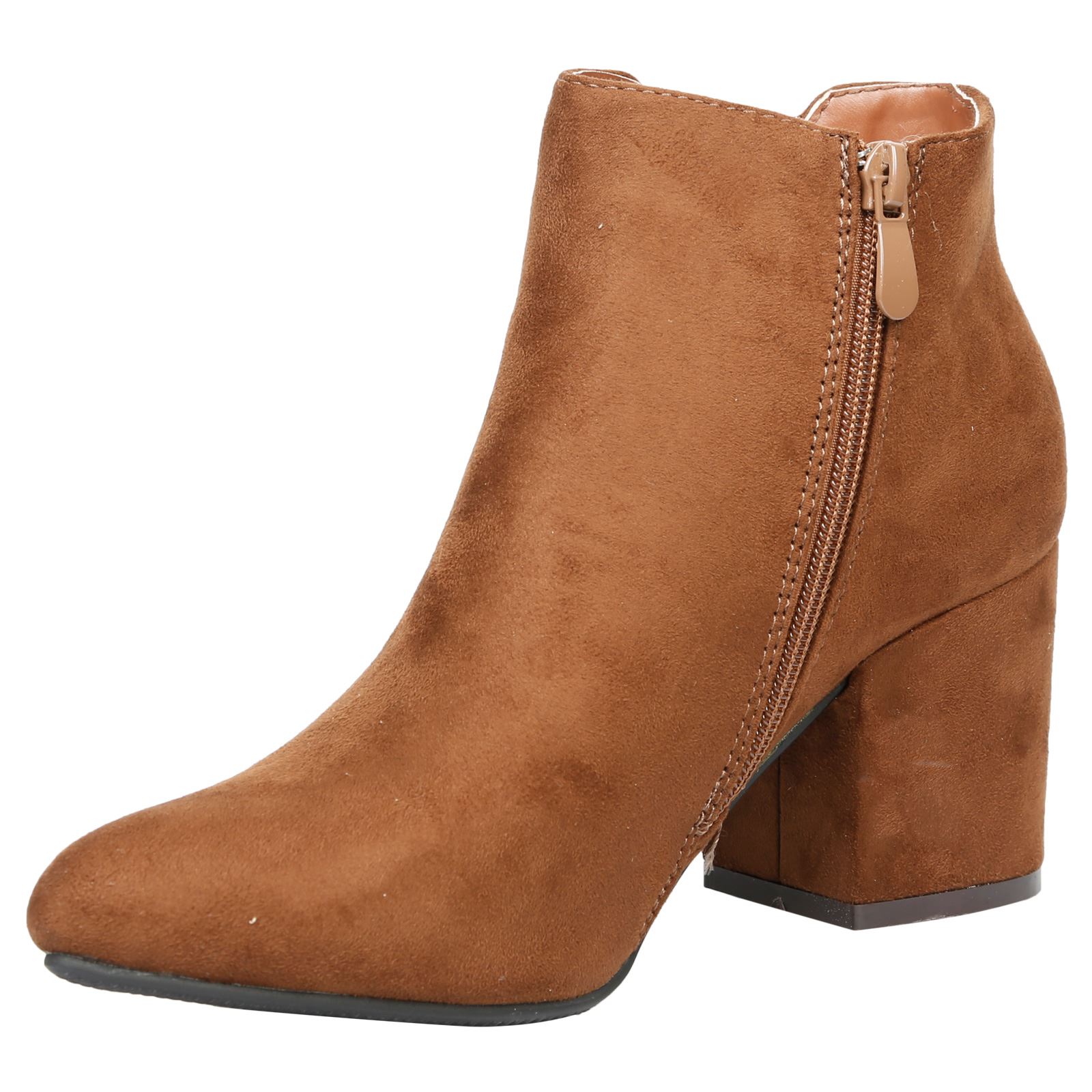 Nicole Womens Mid High Block Heel Zip Up Elasticated Chelsea Ankle Boots Style