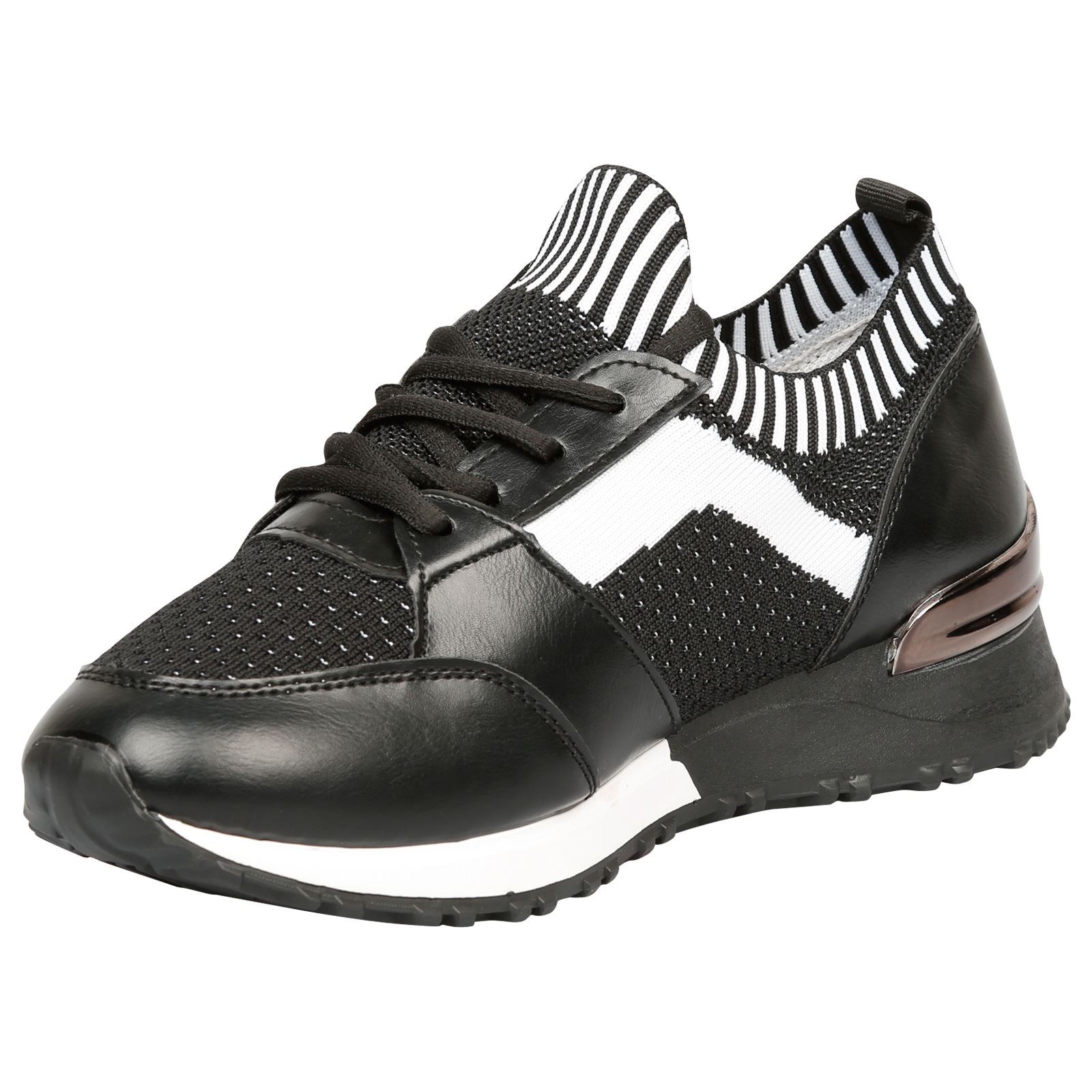 Callie Womens Sock Pull On Trainers Lace Detail Comfortable Knit Flats Casual