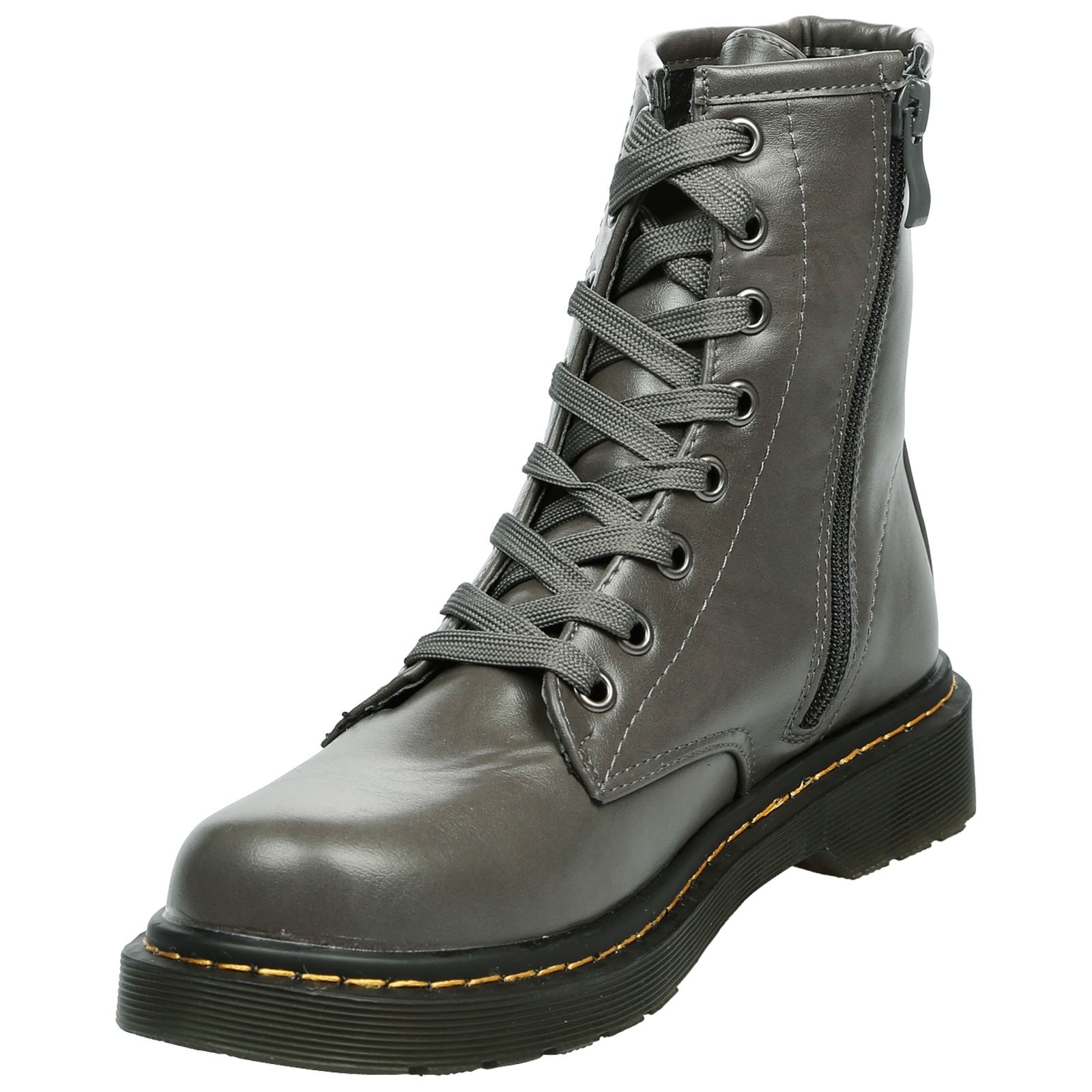 Rogue Womens Flats Low Heel Lace Up Ankle Boots Combat Military Biker Ladies New