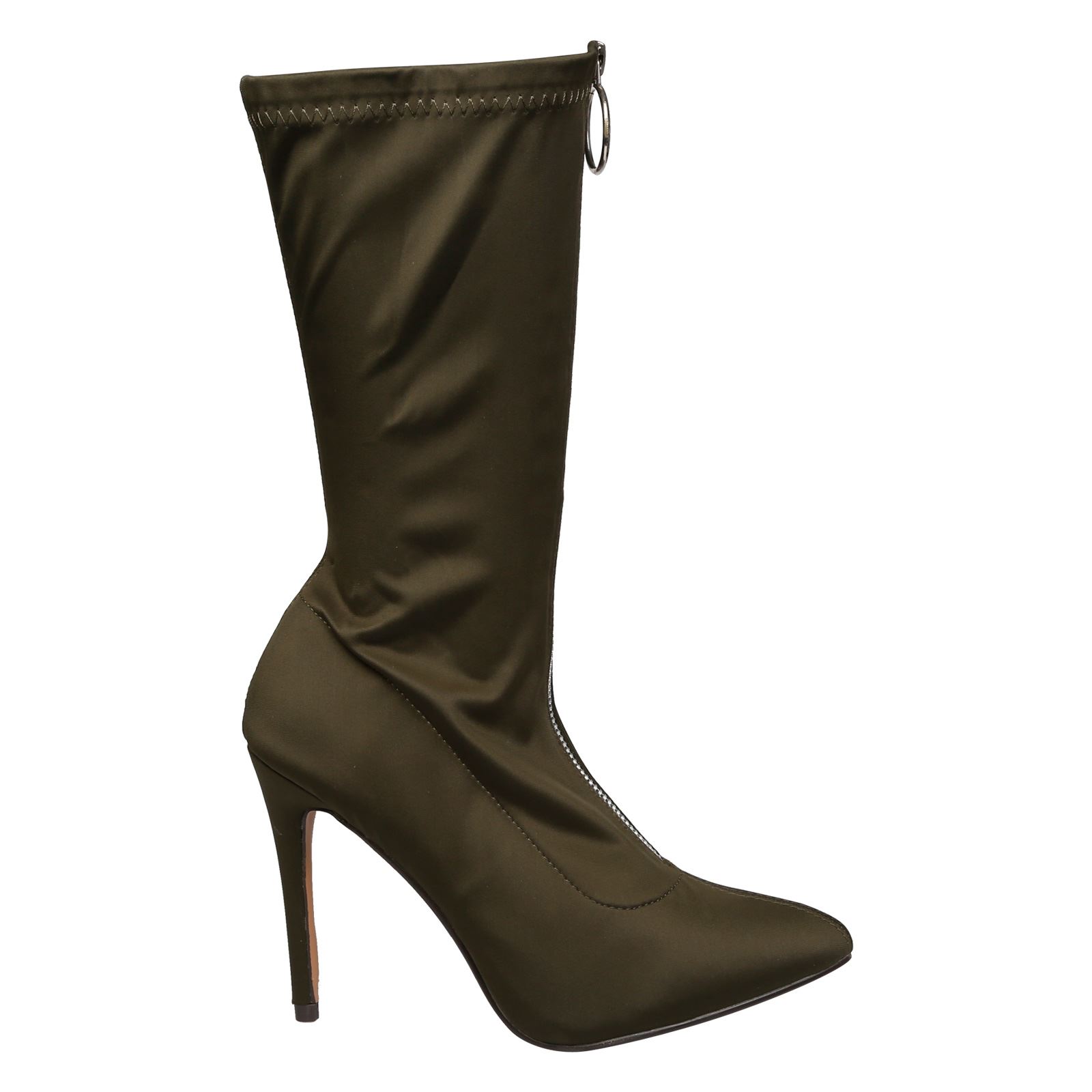 Cynthia Womens Stilleto Heel Zip Up Pointed Toe Mid Calf Boots Ladies Shoes Size
