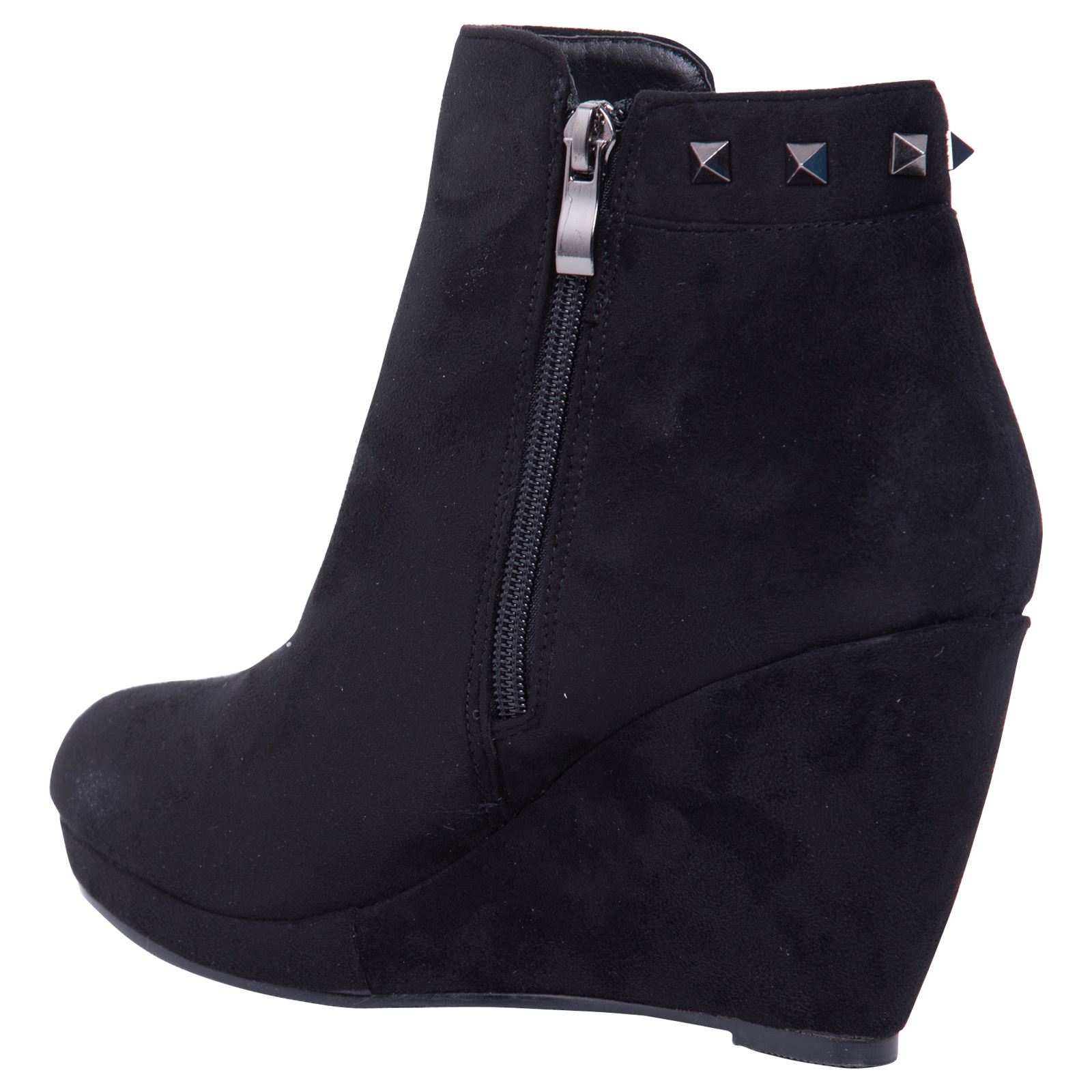 Orabella Womens Low Mid Wedge Heel Lace Up Zip Up Studded Tassles Casual Style