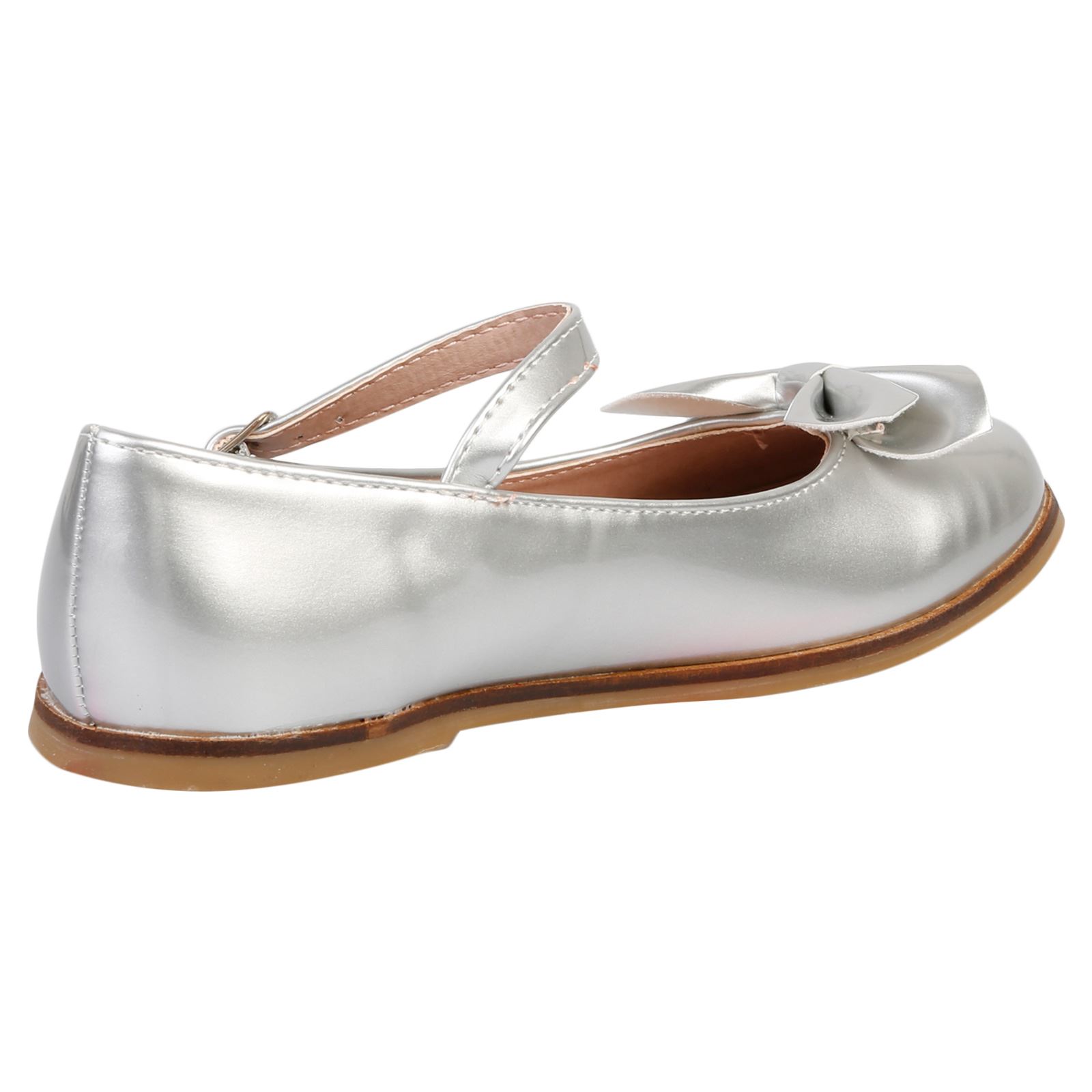 NEW GIRLS SHOES CHILDRENS MARY JANE FLATS ANKLE STRAP BOW DETAIL CASUAL SIZE