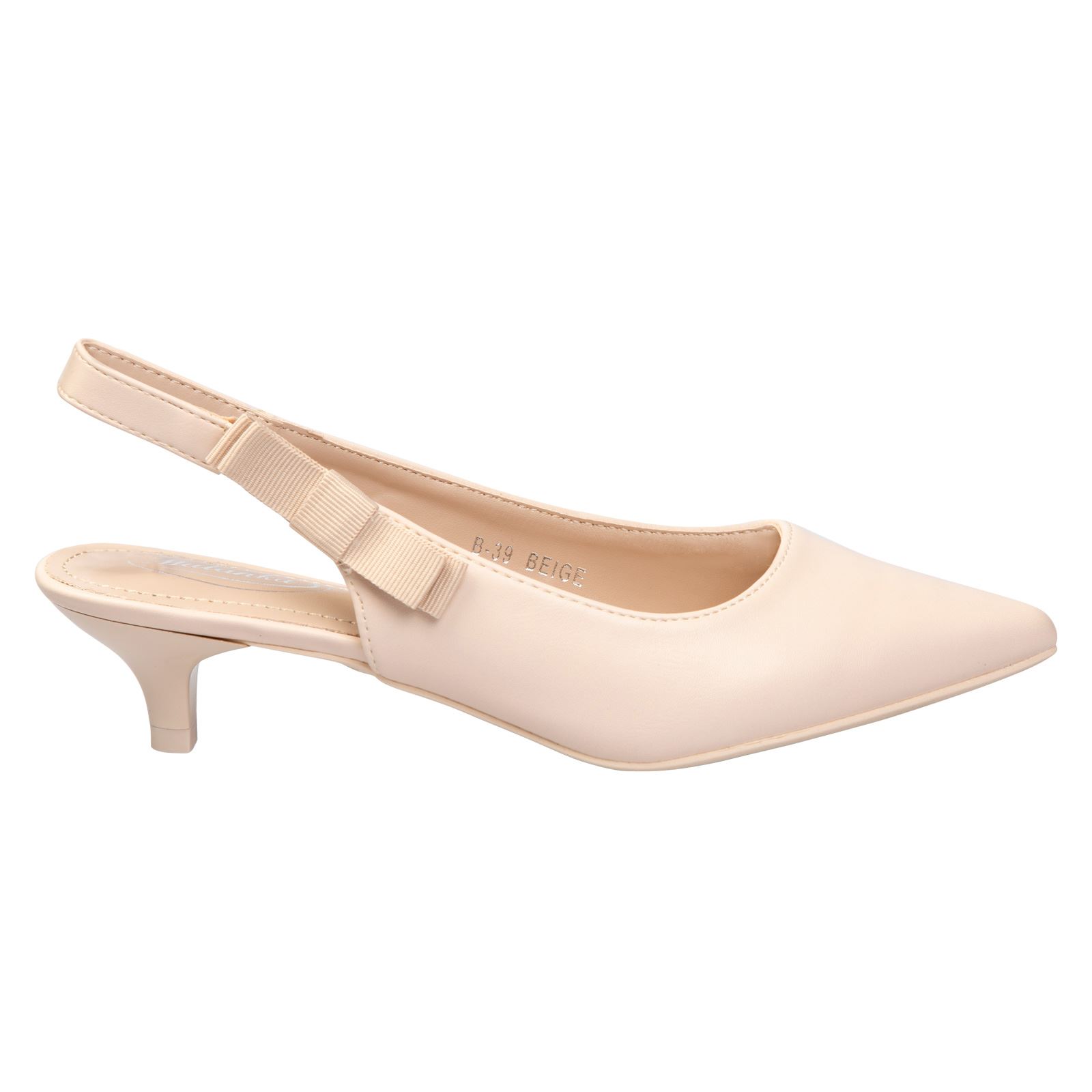 Alora Womens Low Mid Kitten Heel Slip On Slingback Pumps Ladies Court Shoes Size