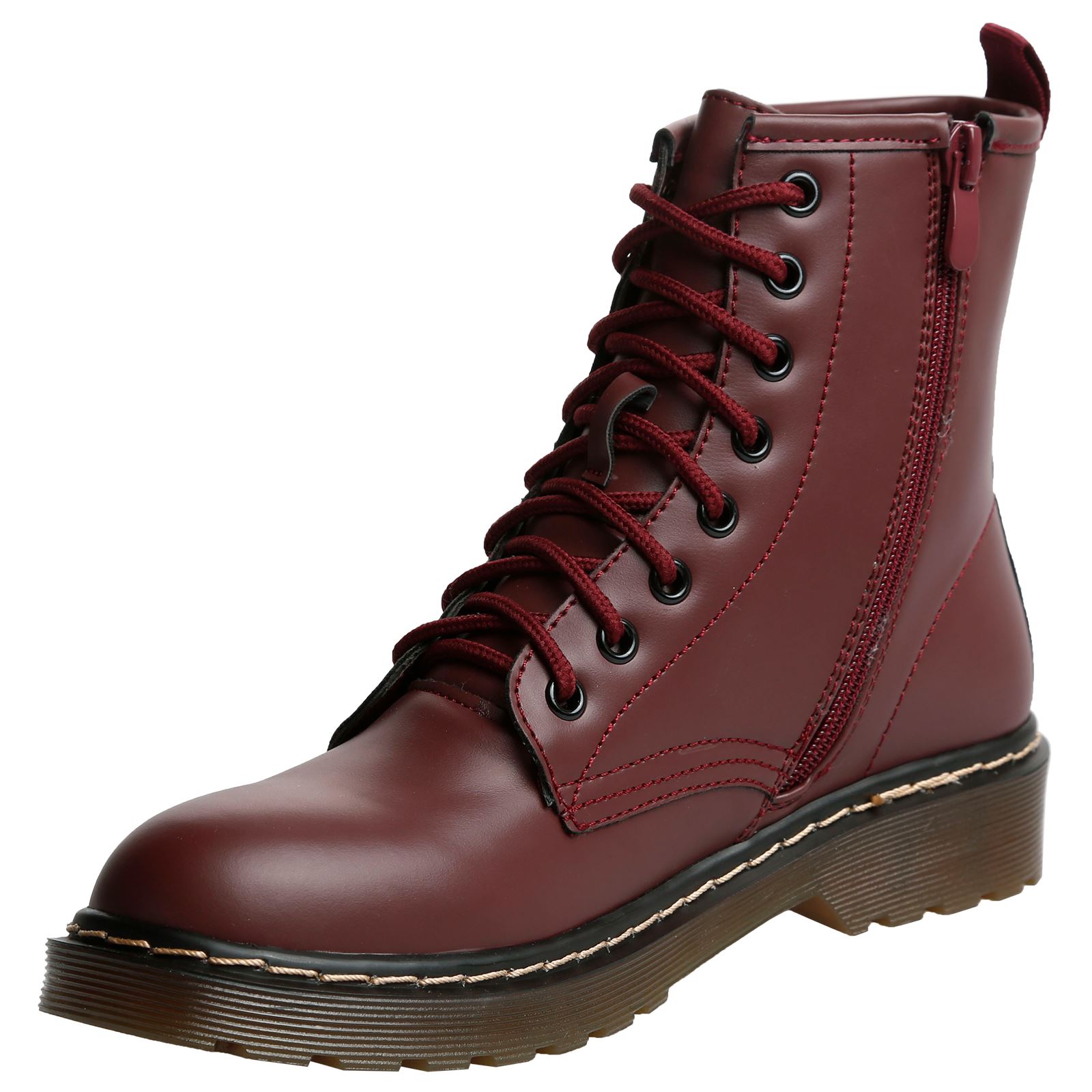 Rogue Womens Flats Low Heel Lace Up Ankle Boots Combat Military Biker Ladies New