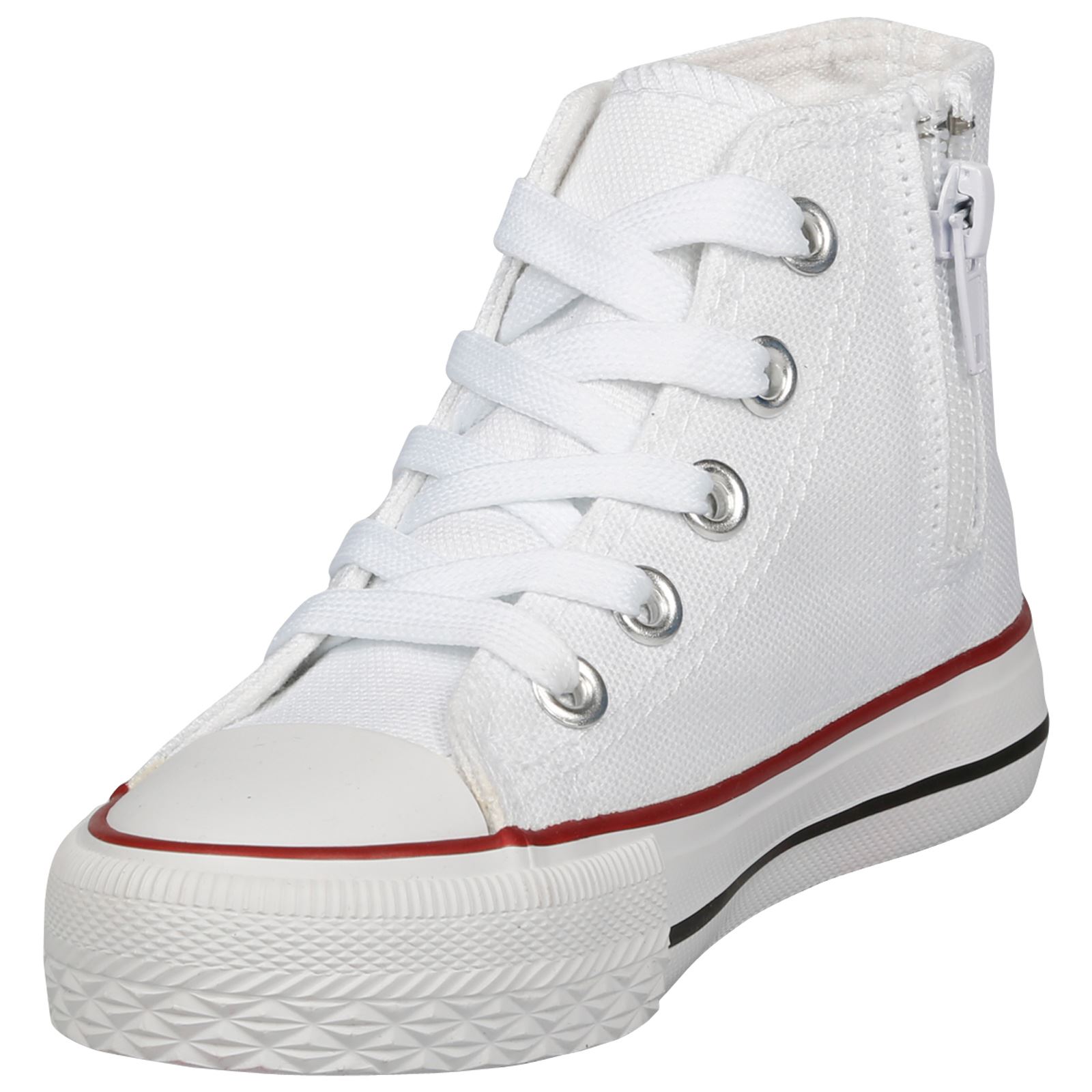 Meilani Girls Flat Canvas Trainers Comfortable Lace Up High Top Zip Up Casual