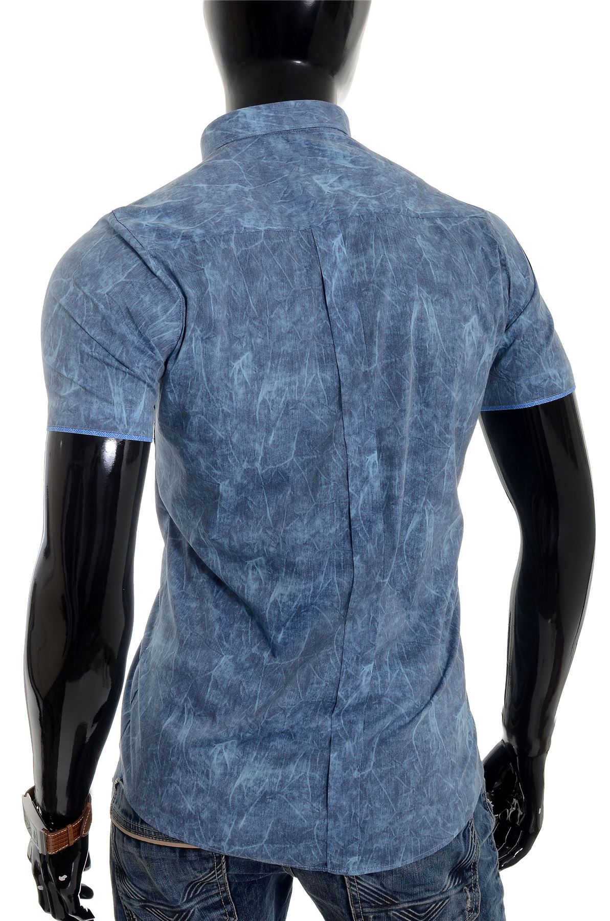 Men/'s Summer Short Sleeve Shirt Classic Collar Cotton Washout Argyle finish NEW