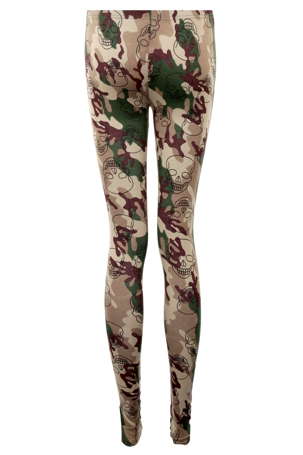 Ladies Camo Camouflage Skull Leopard Army Combat Grunge Casual Leggings