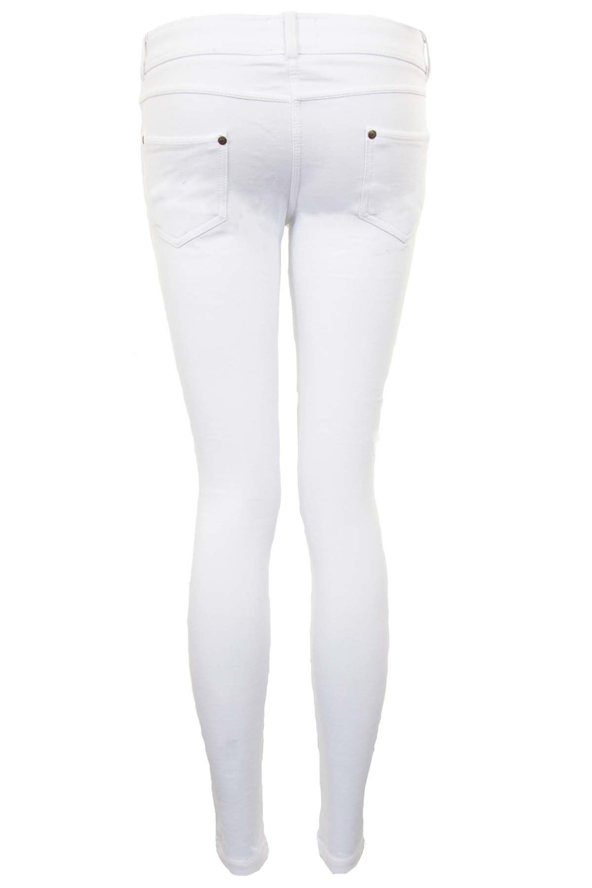 Ladies Regular Stretch Plain Zipper Button Skinny Slim Fit Jeggings Trousers