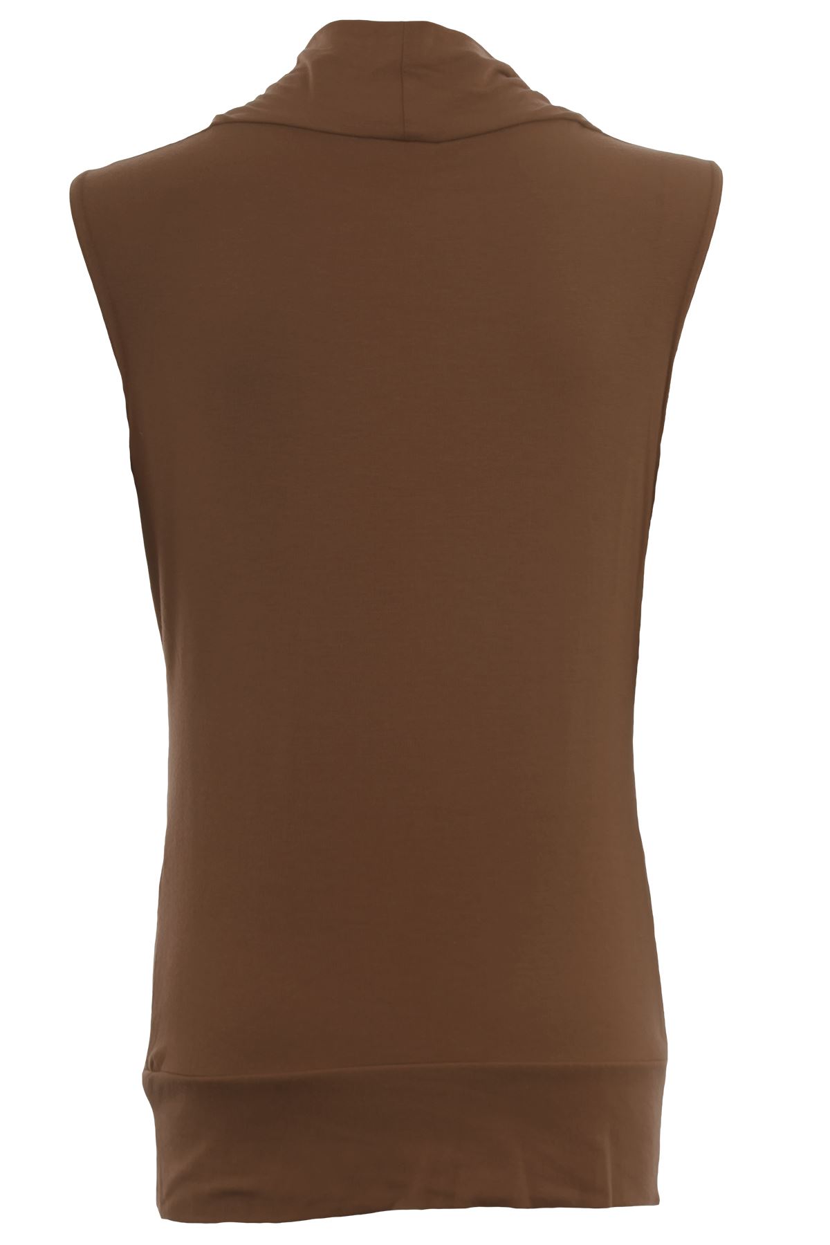 Ladies Gathered Cowl Neck Stretch Sleeveless Long Women’s Plus Size top 16-26