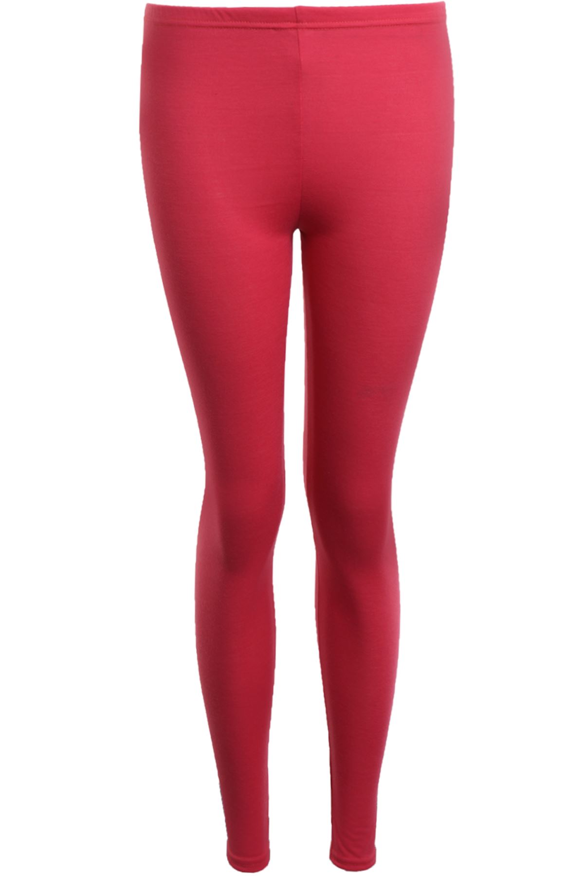 Womens Block Colour Plain Fuchsia Coral Casual Stretch Party Leggings