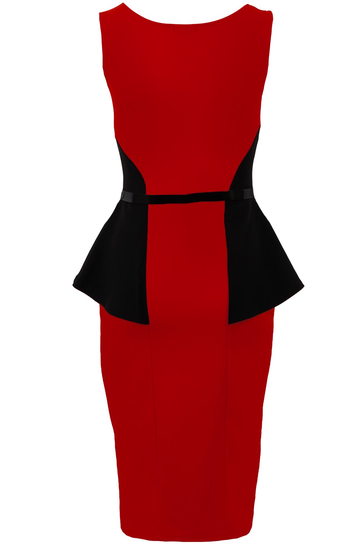 Women/'s Belted Sleeveless Wrap Peplum Lace Contrast Ladies Bodycon Dress