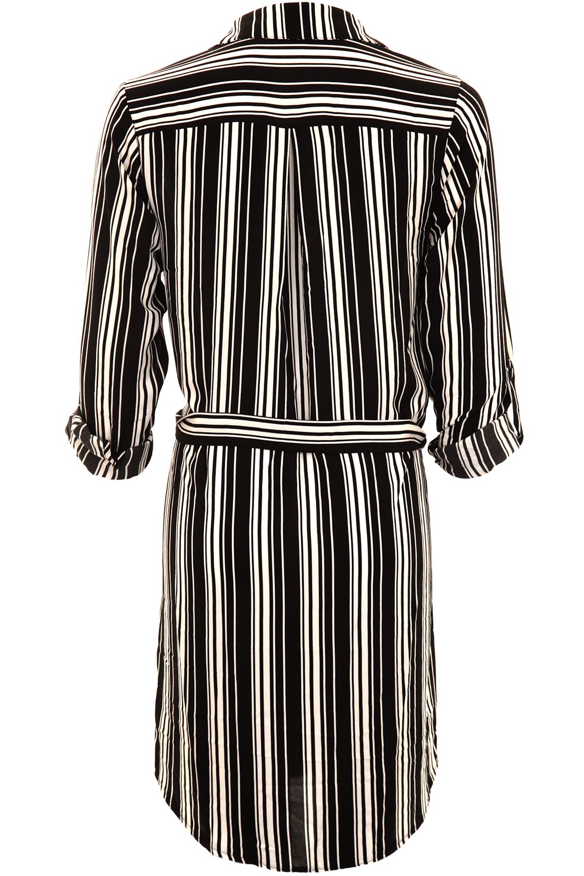 Onorevoli presentarsi manica STRIPE laccio in vita chiffon LAMINATA Blusa Camicia Lunga Tunica Top