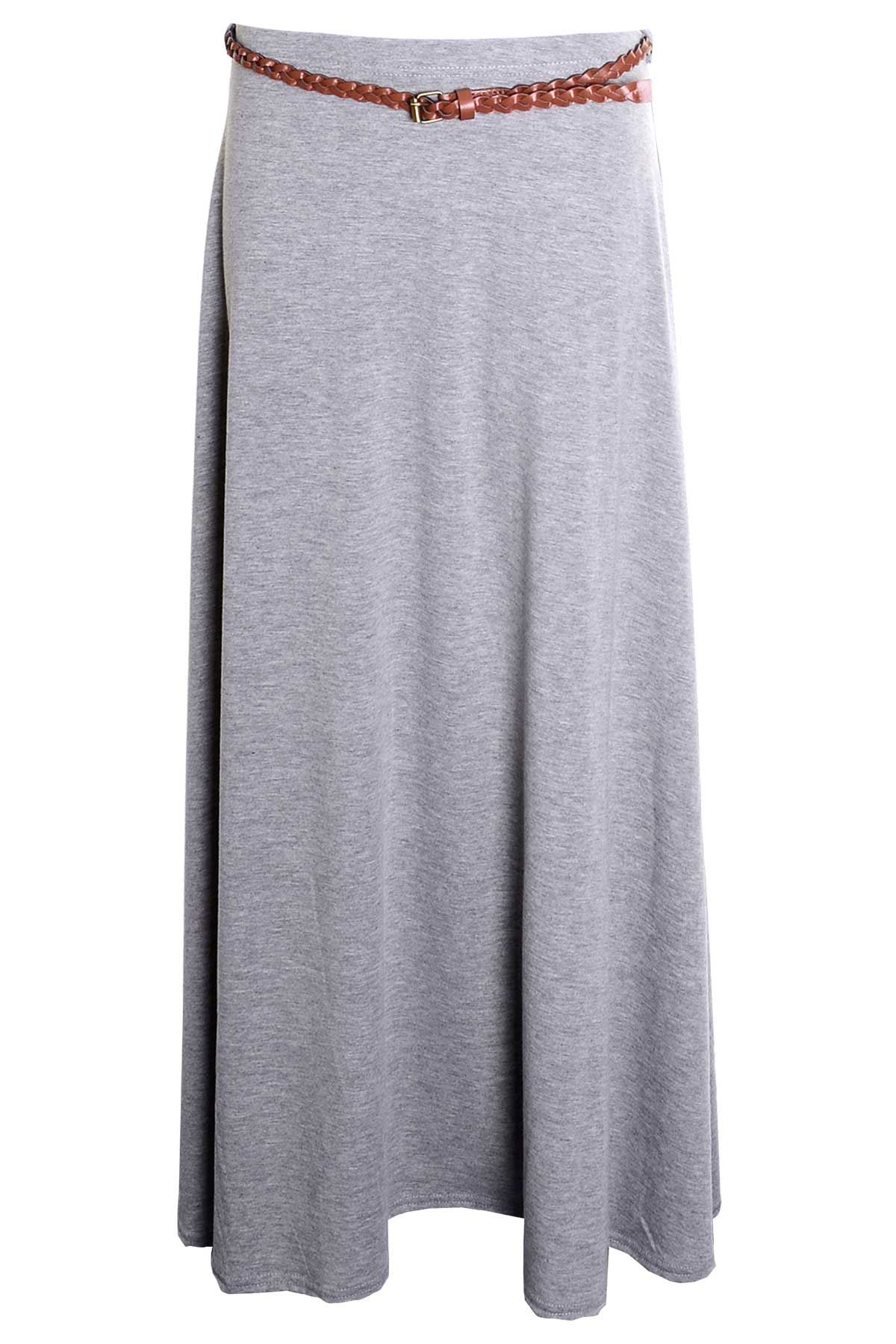 New Ladies Long Gypsy Belted Plain Coloured Jersey Maxi Dress Womens Skirt 8-14