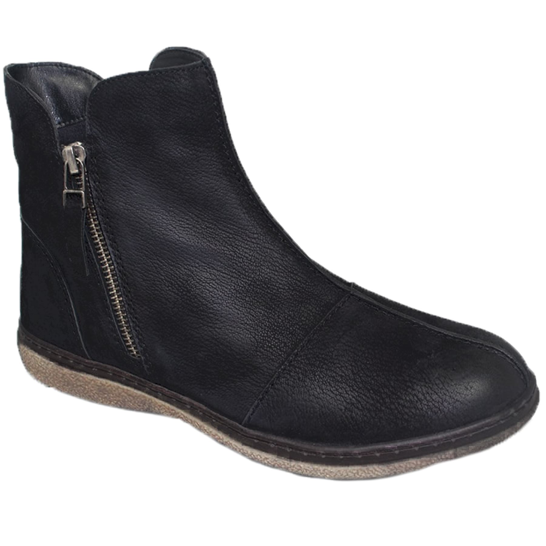 GLH496 Marcella Comfortable Side Zipper Warm Winter Leather Flat Ankle Boots
