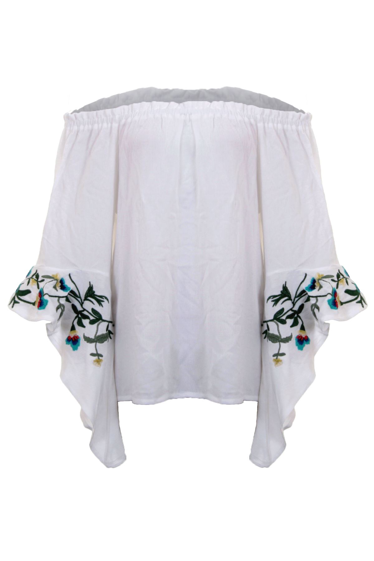 Da Donna Batwing Bell 3//4 Manica Floreale Crepe BARDOT Off spalla top camicetta
