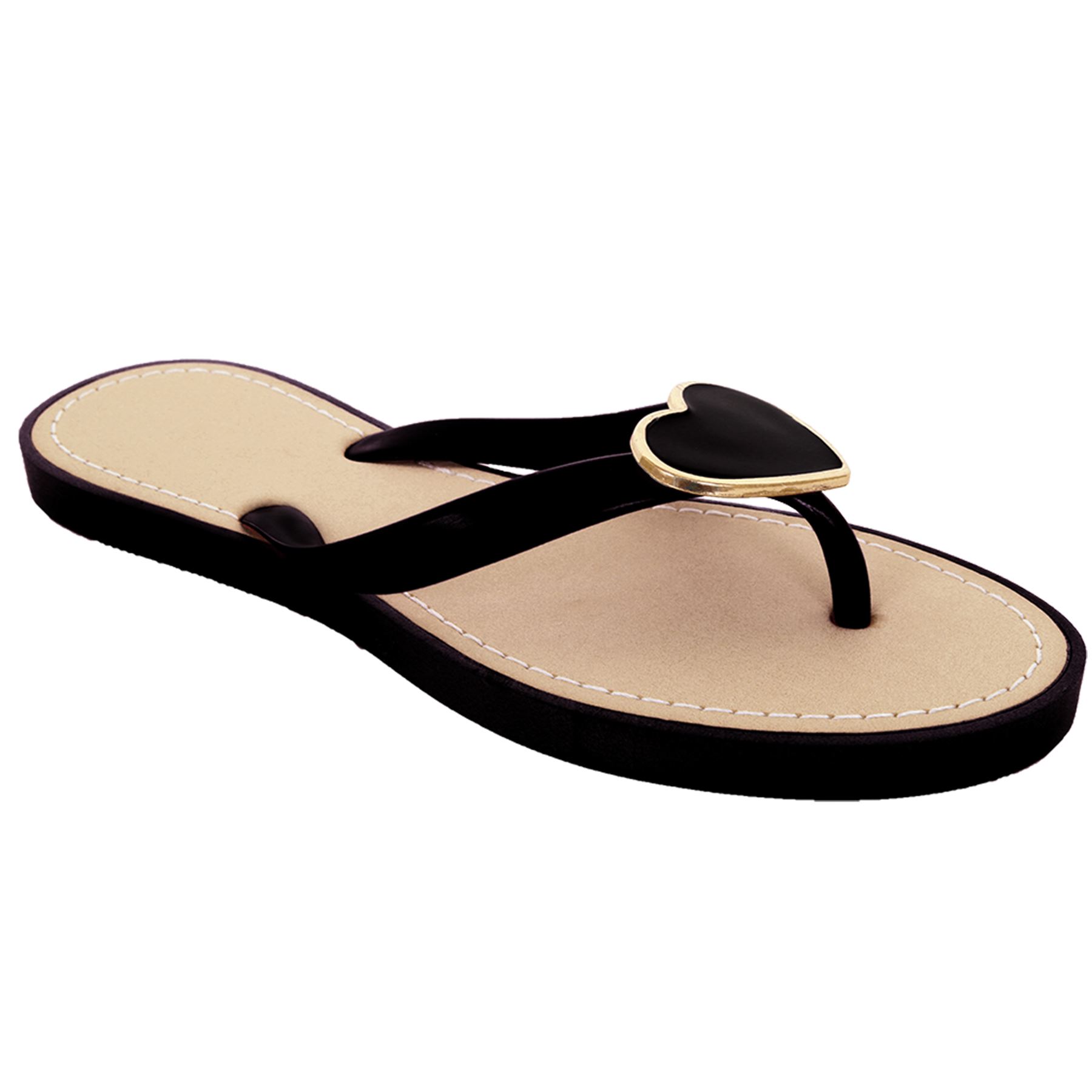 Ladies Jelly Strap Metal Heart Accent Women/'s Thong Fashion Sandals Flip Flops