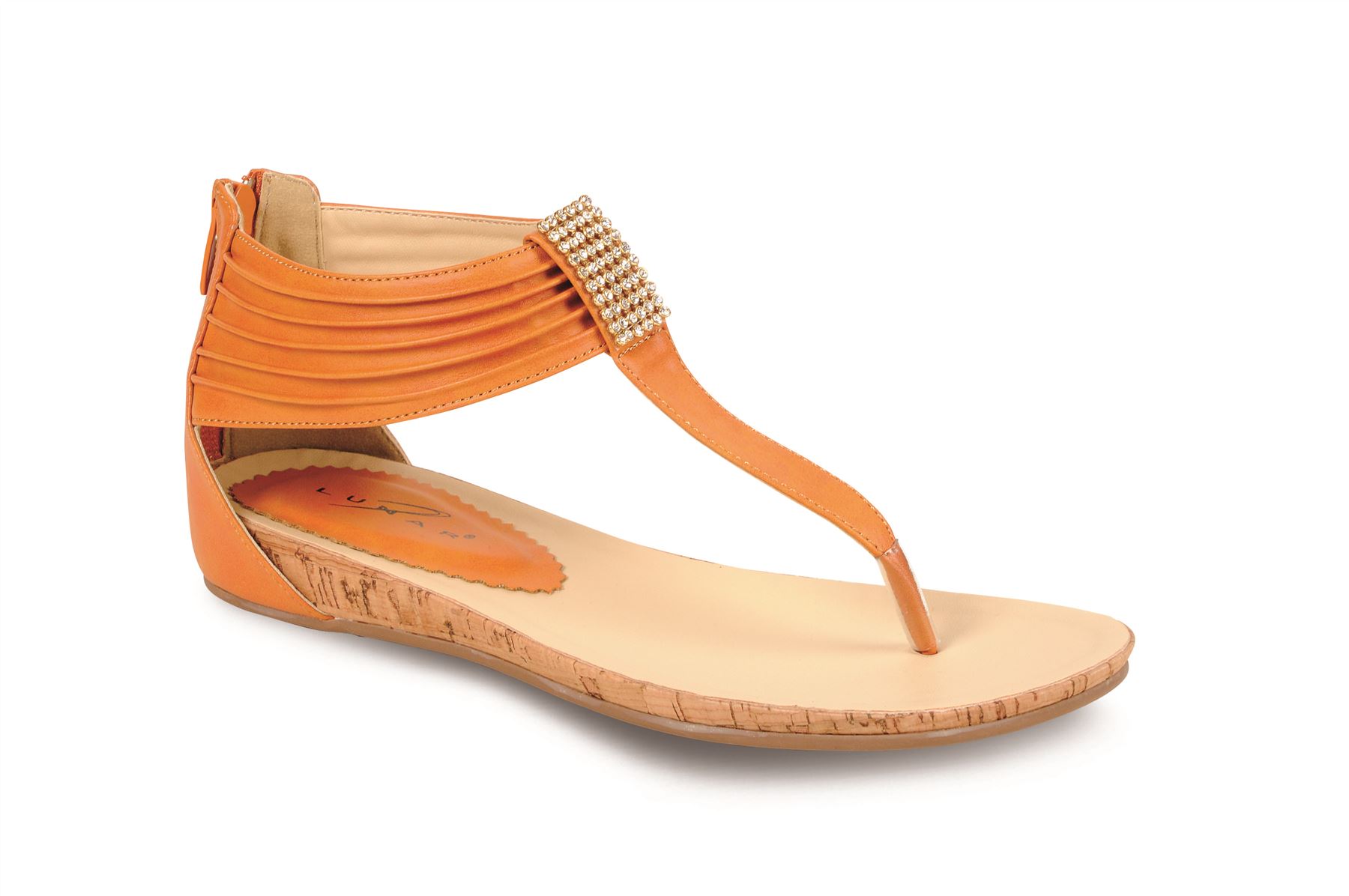 Women/'s Small Wedge Textured Diamante Ladies Fashion Thong Sandals Shoes