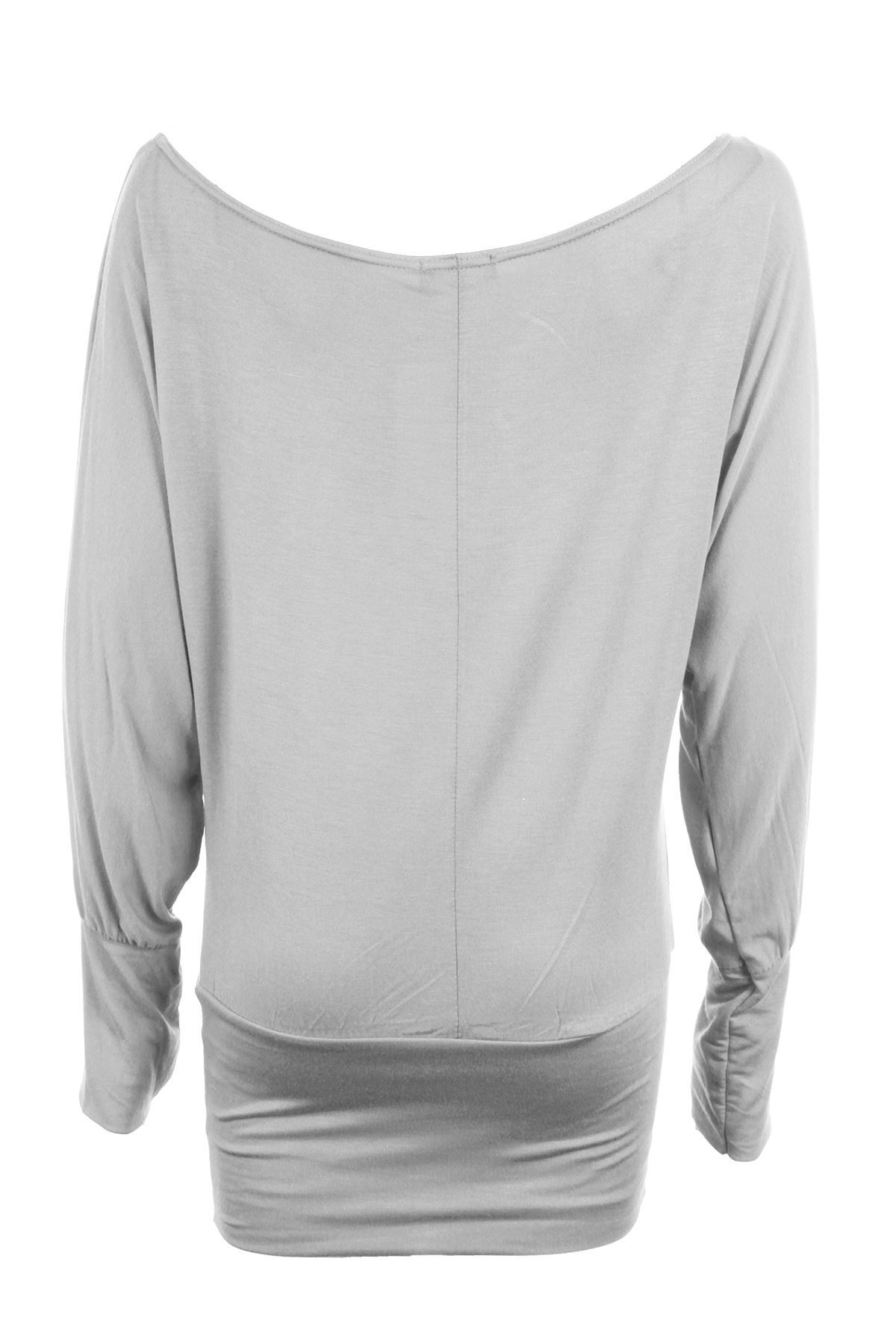 Women/'s Off Shoulder Long Sleeve Plain Ladies Batwing Baggy Top Sizes UK 8-22
