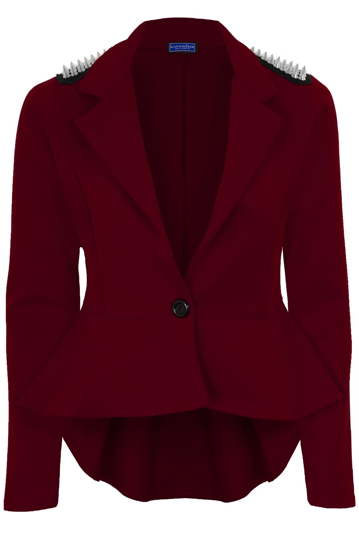 Femmes Haute Basse spike épaule shift frill peplum plissé mesdames blazer jacket