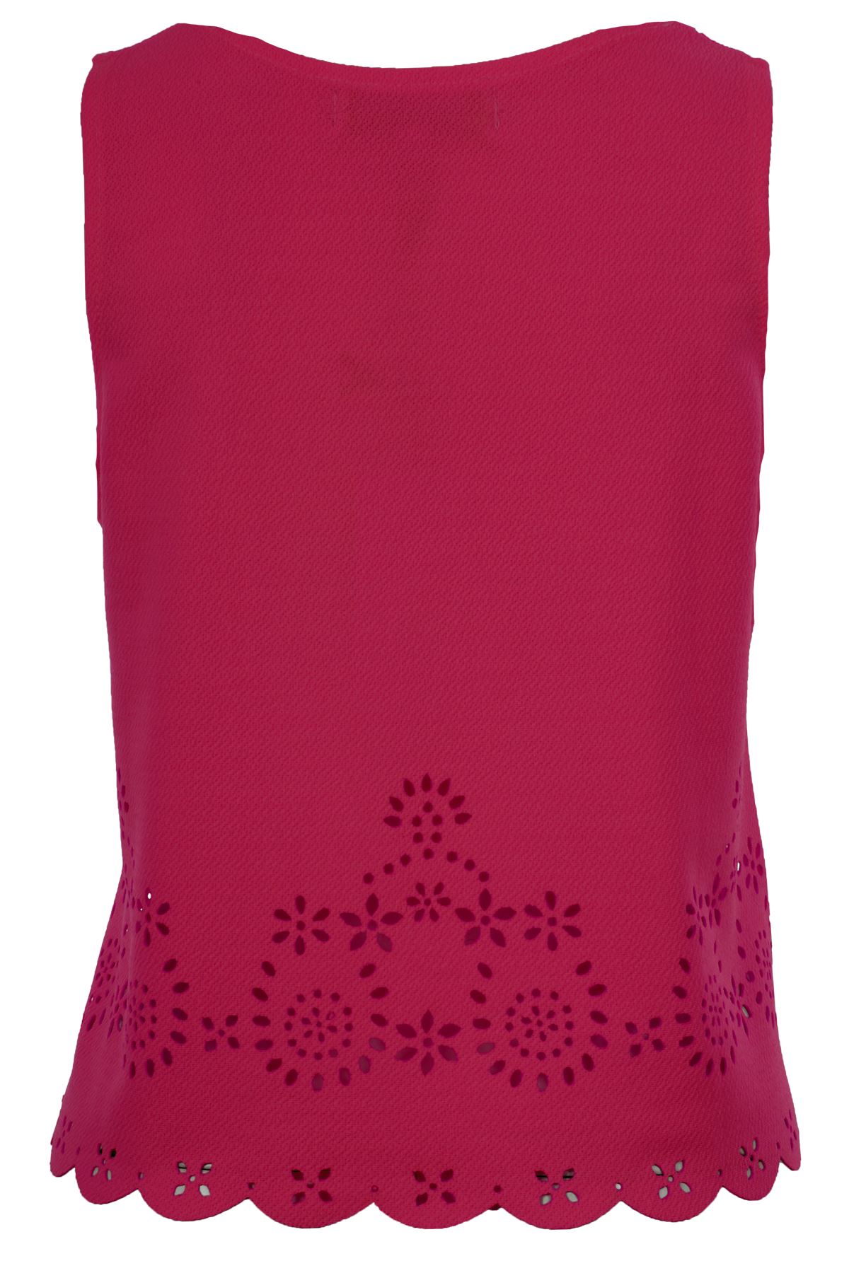 Women/'s Floral Cut Out Vest Ladies Sleeveless Scallop Hem Trim Summer Top