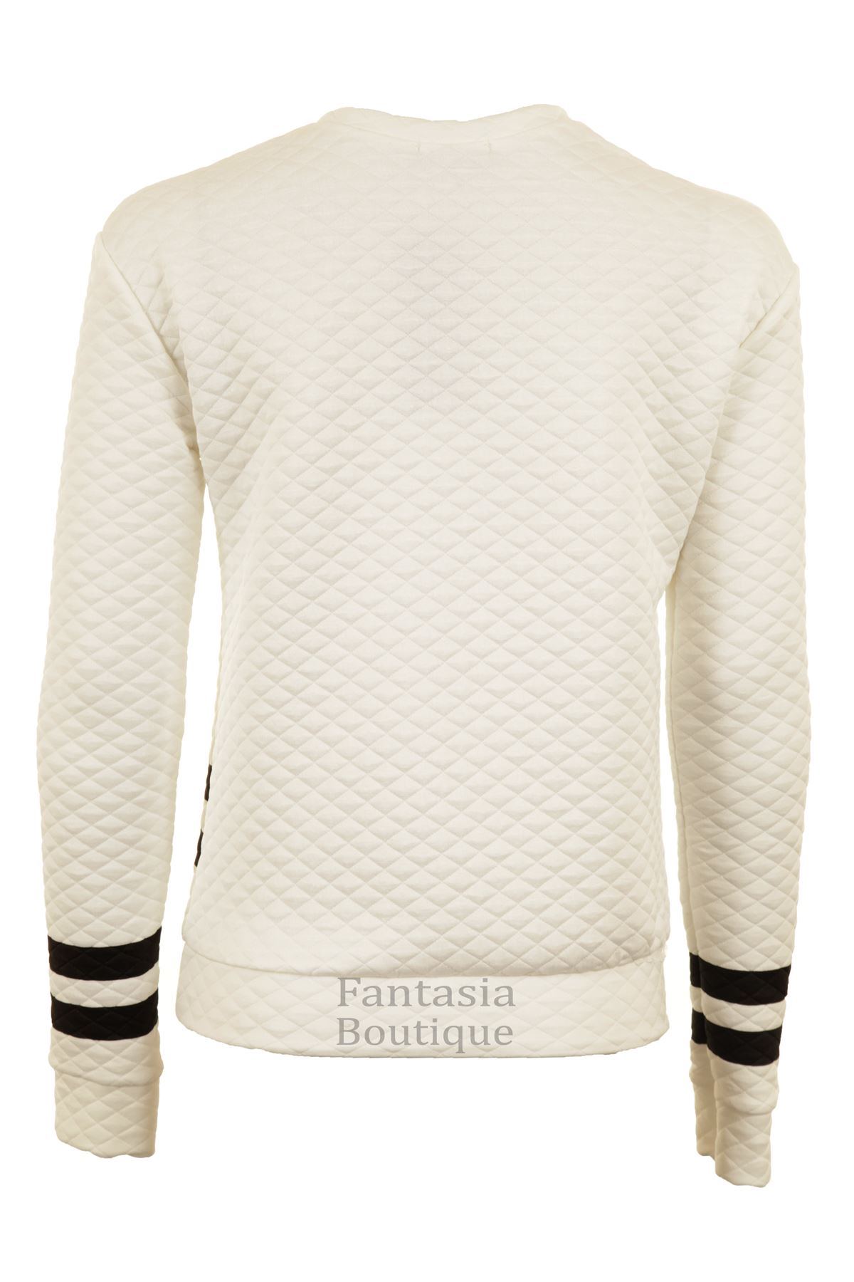 Ladies Long Sleeved Quilted Baseball Black 23 Print Warm Women/'s Jumper 8-14