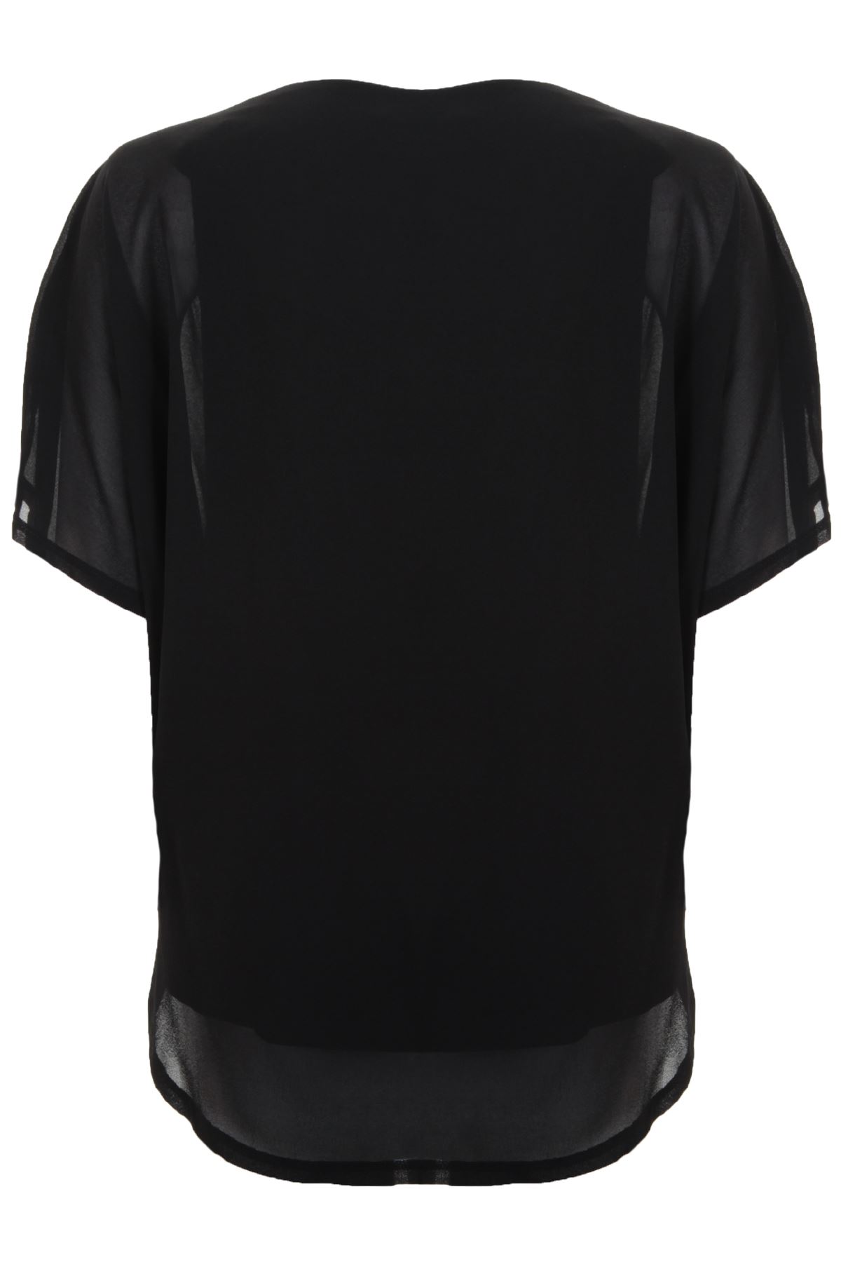 Ladies Batwing Sleeve Lined Chiffon Rhinestone Diamante Blouse Plus Size Top