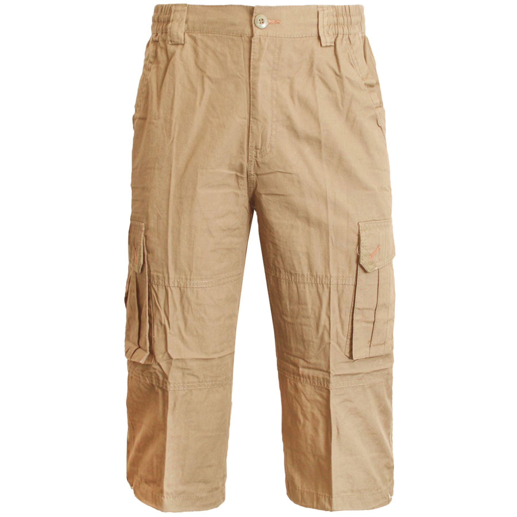 NEW MENS SHORTS CARGO COMBAT ACTIVE WAIST SUMMER 100/% COTTON POCKETS 3//4 PANTS