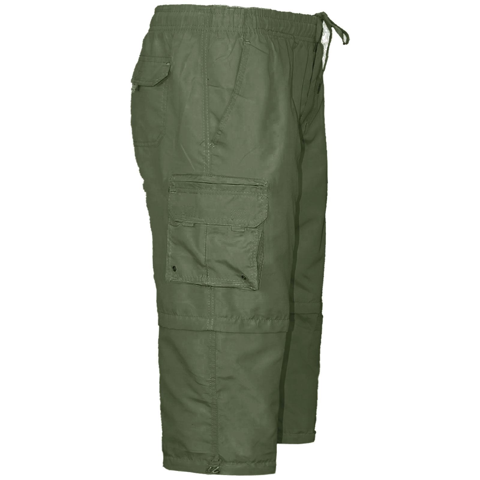 Mens 2 in 1 Plain Gym Elasticated Jogging Shorts 3//4 Running Cargo Zip Pockets