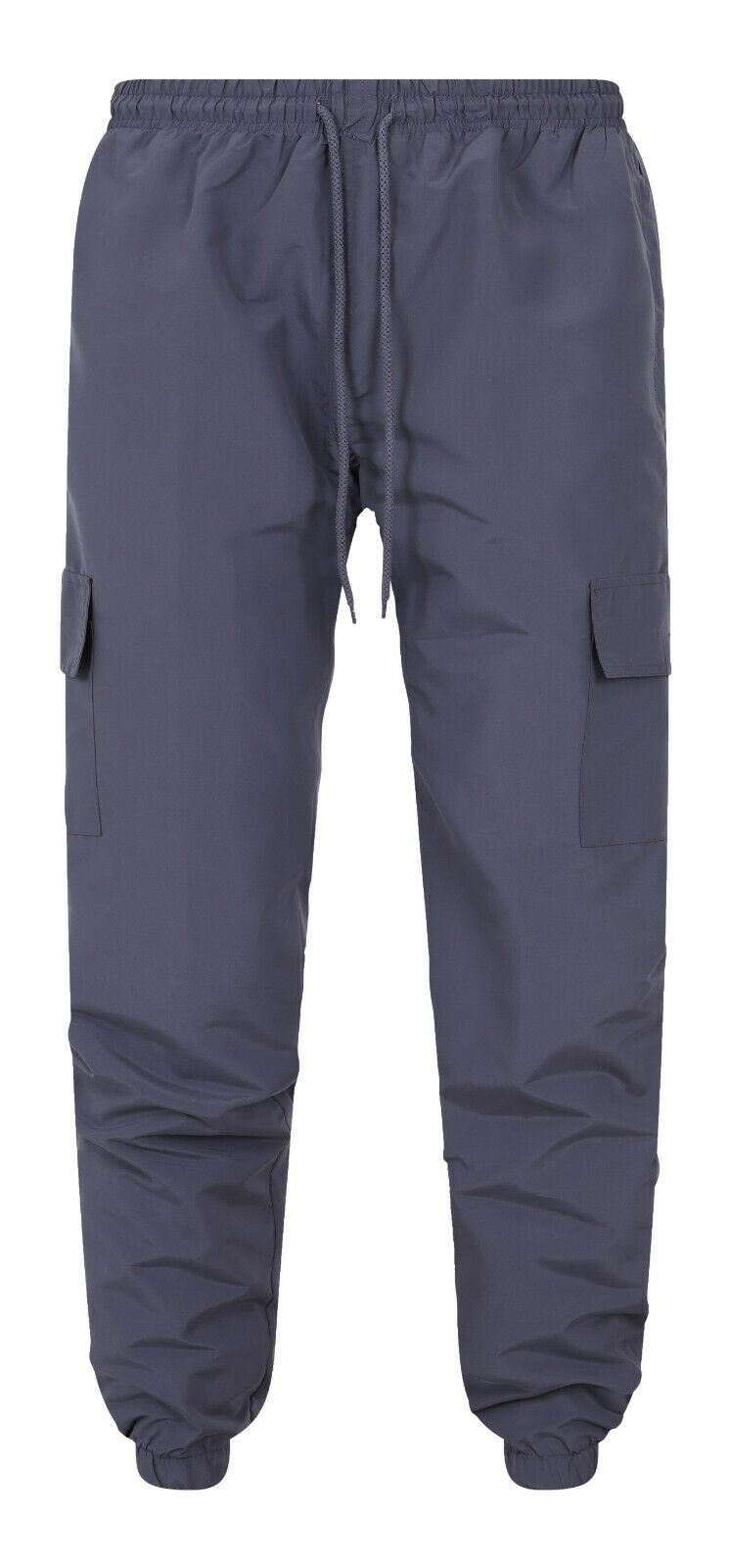 Mens Cargo Combat Trousers Elasticated Waist Bottoms Pants Zip Pocket All Waist