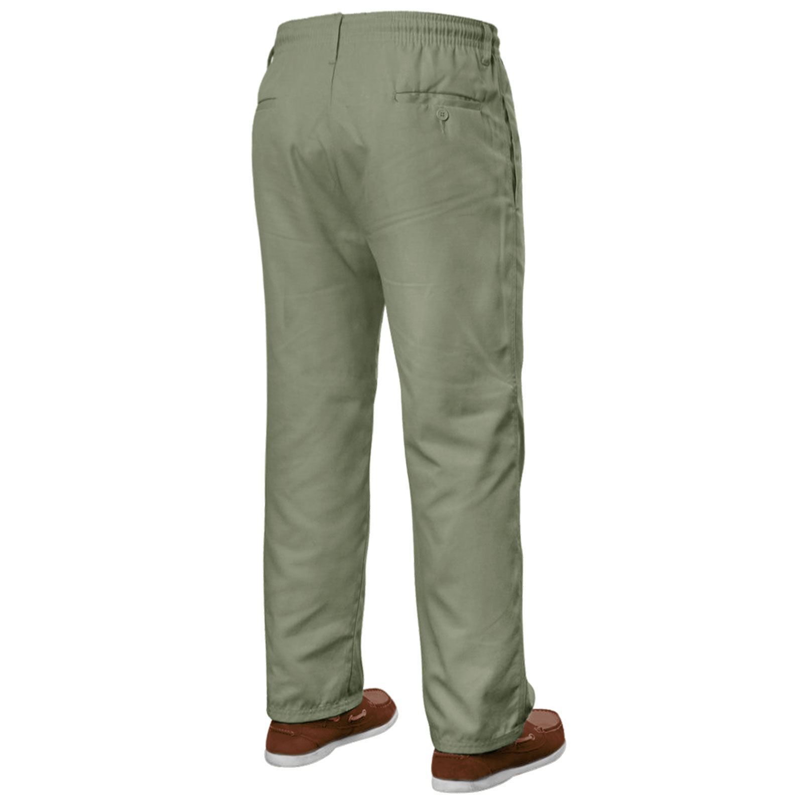 New Mens Rugby Trousers Full Elasticated Waist Casual Smart Pants Big Plus Size
