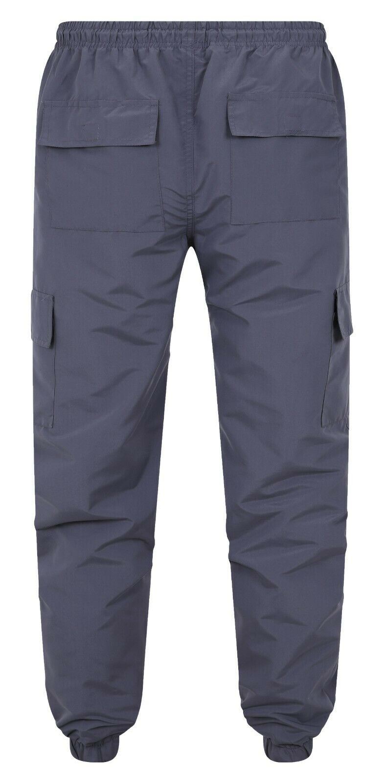 Mens Cargo Combat Trousers Elasticated Waist Bottoms Pants Zip Pocket All Waist