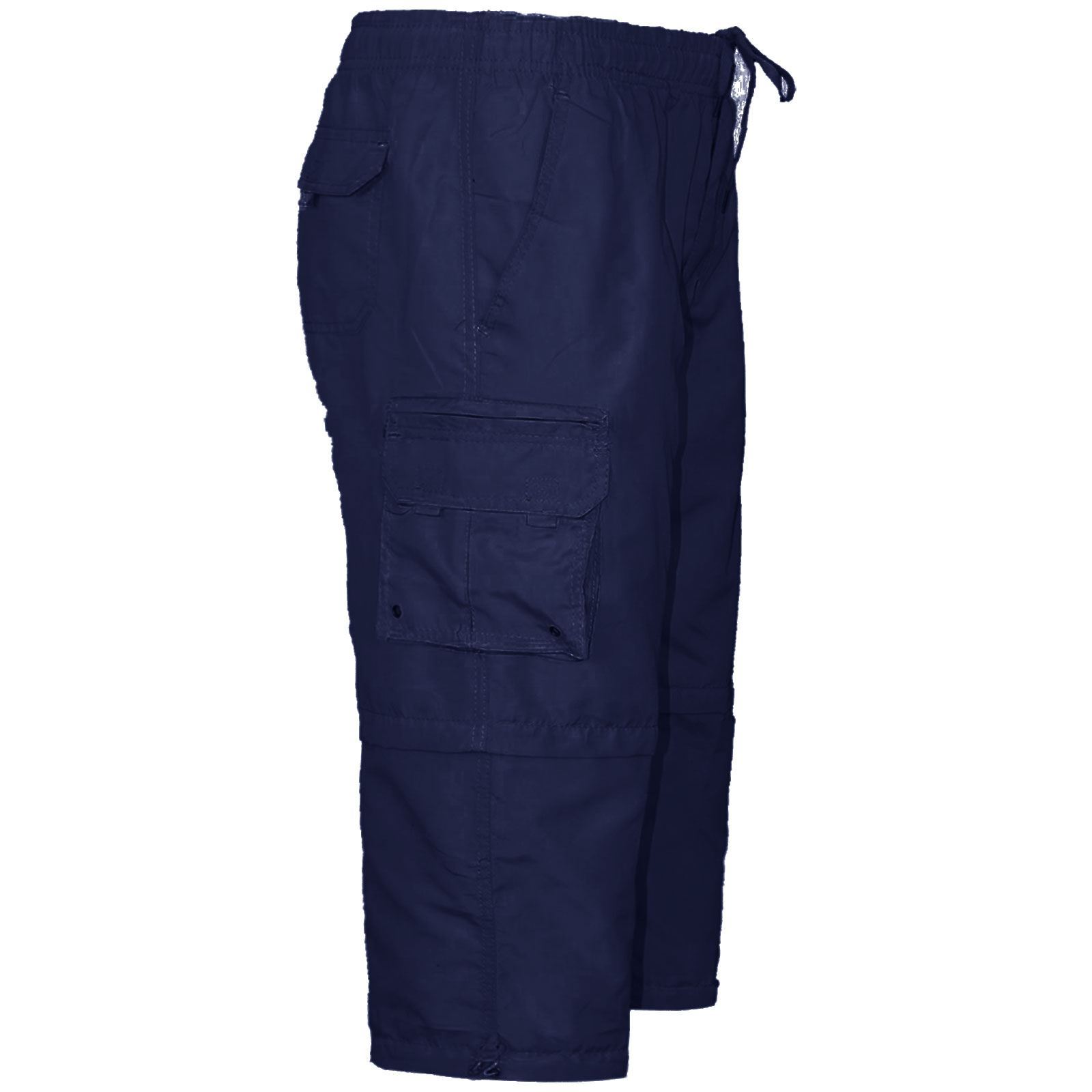 MENS 2 IN 1 ZIP OFF ELASTICATED SHORTS COTTON CARGO COMBAT SUMMER HOLIDAY PANTS