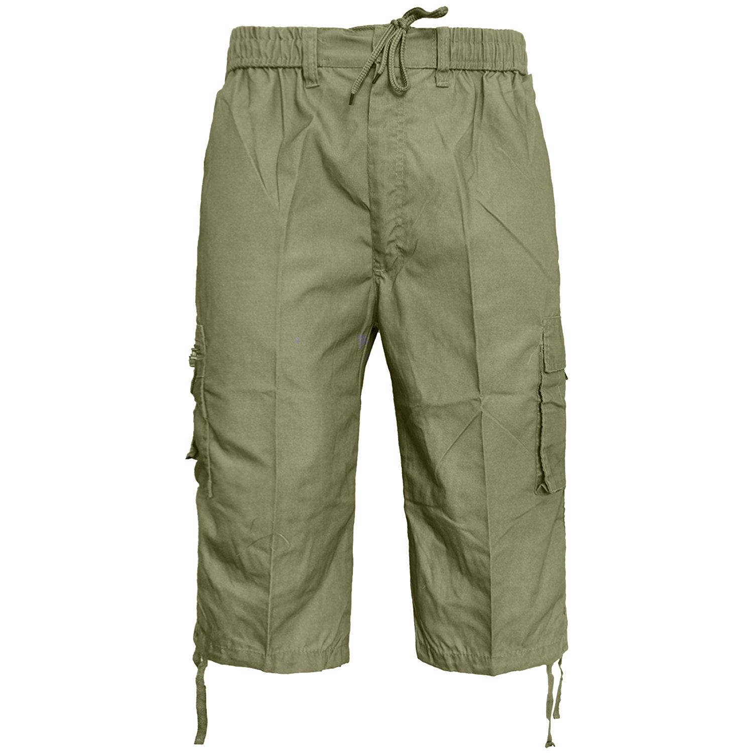 Mens Elasticated Waist Cargo Combat Plain 3//4 Shorts 6 Pocket King Size M-5XL