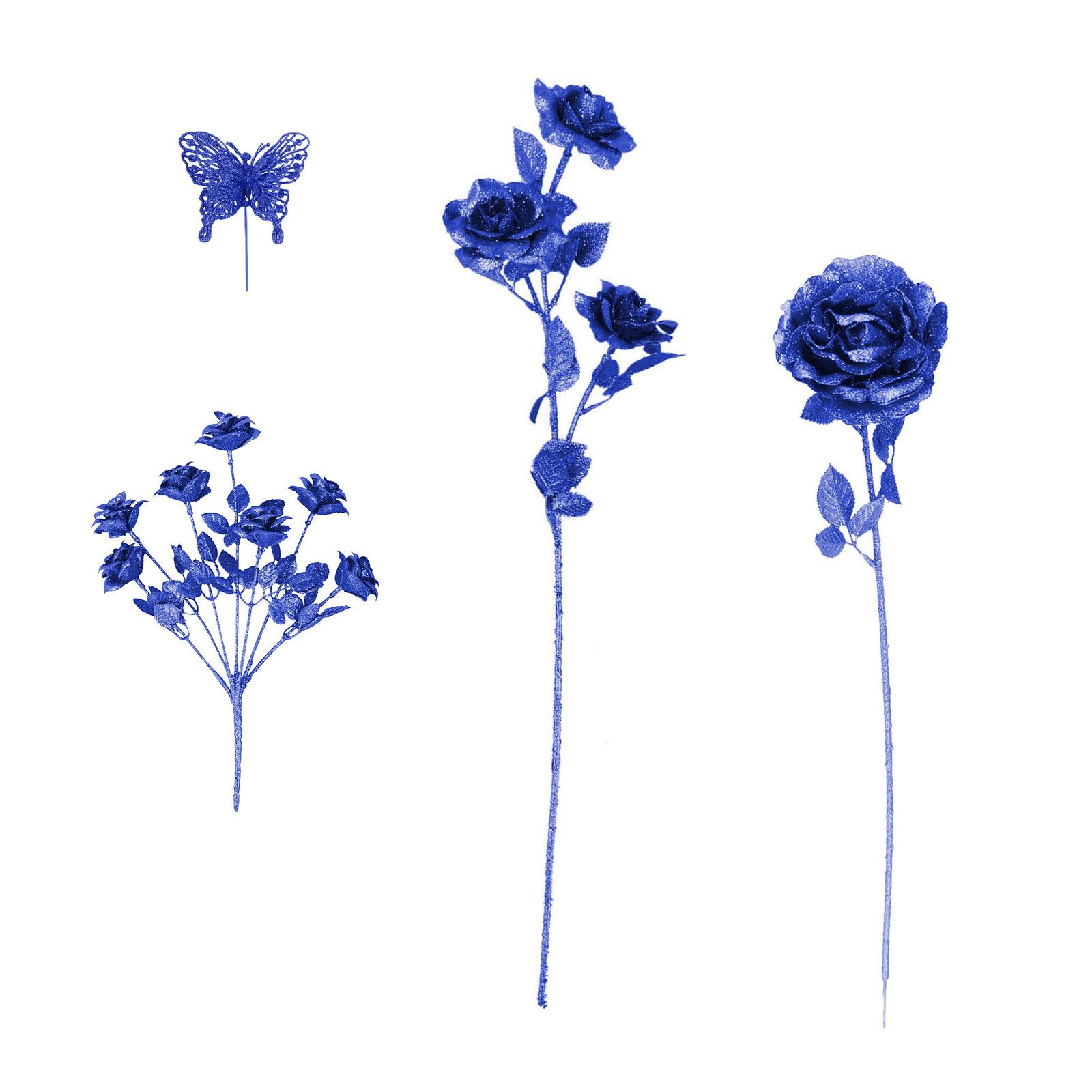 Heavy Glittered Large Double Layer Florist Butterflies Picks Artificial Glittery