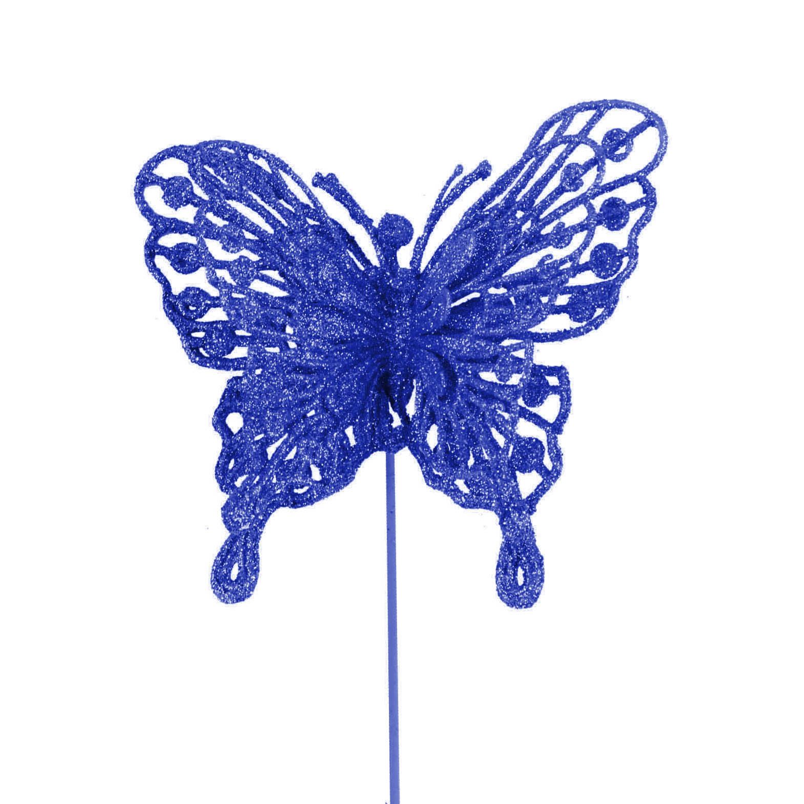 Heavy Glittered Large Double Layer Florist Butterflies Picks Artificial Glittery